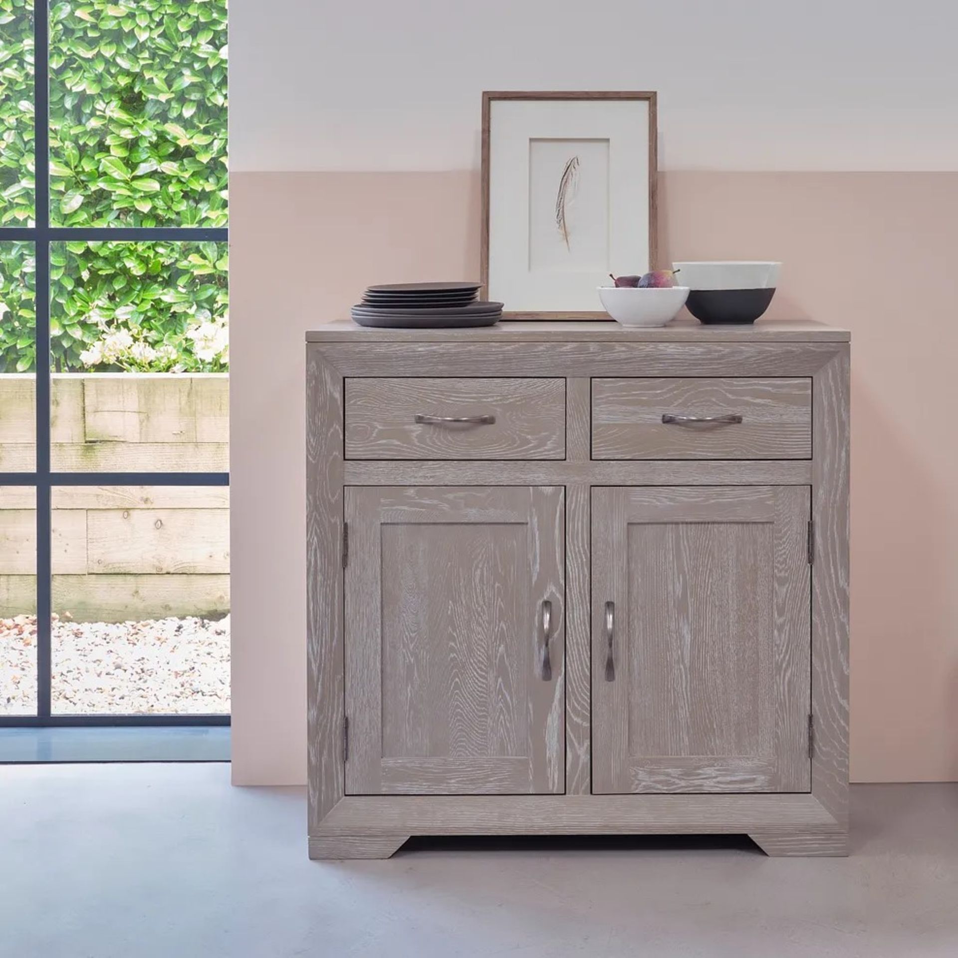 RRP £419.99 - Oak Furnitureland WILLOW Solid Oak with Grey Wash Small Sideboard - MAY HAVE A FEW