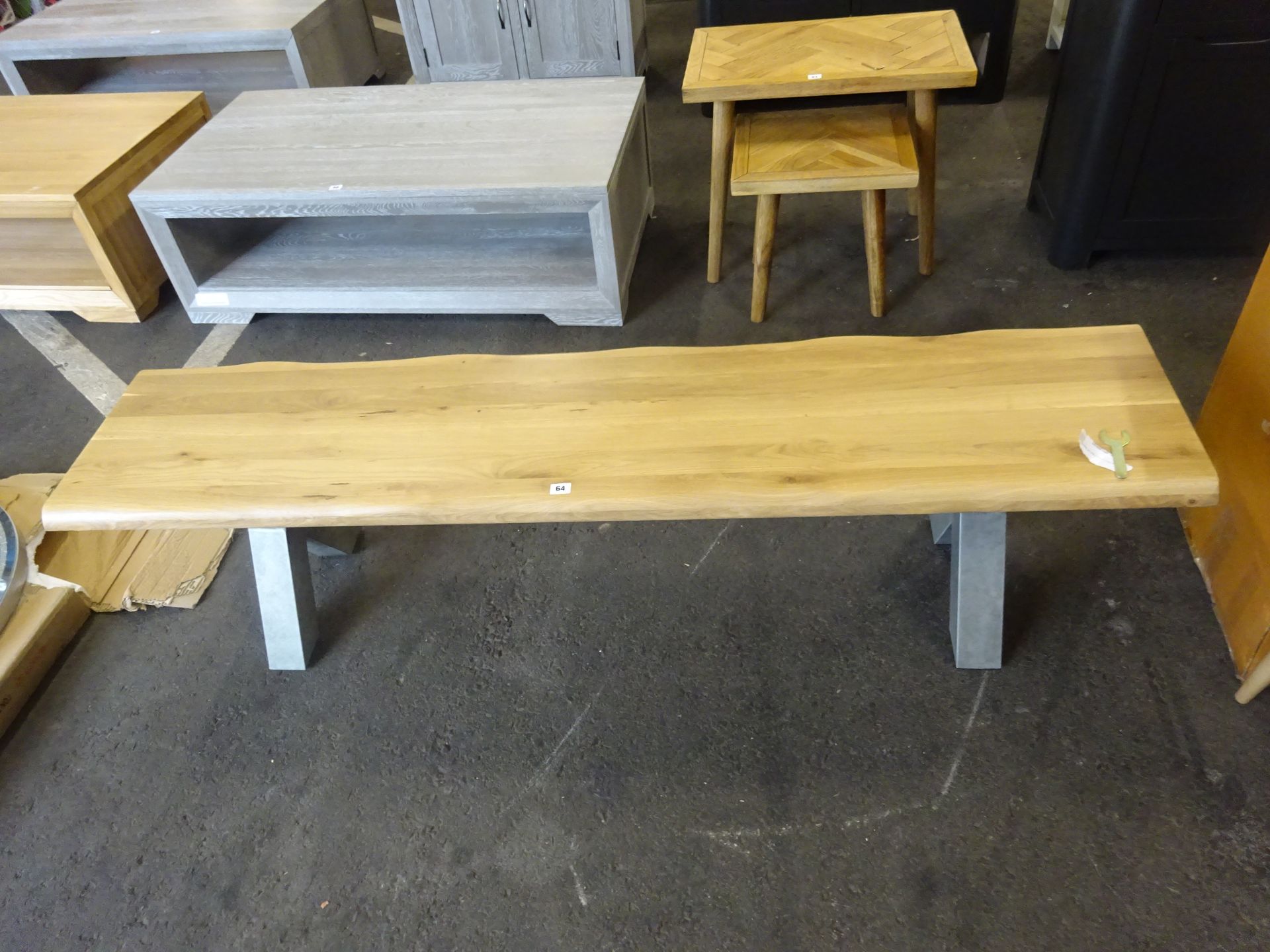 RRP £329.99 - Oak Furnitureland BROOKLYN Natural Solid Oak & Metal Bench 180 X 46 X 40CM - MAY - Image 3 of 4