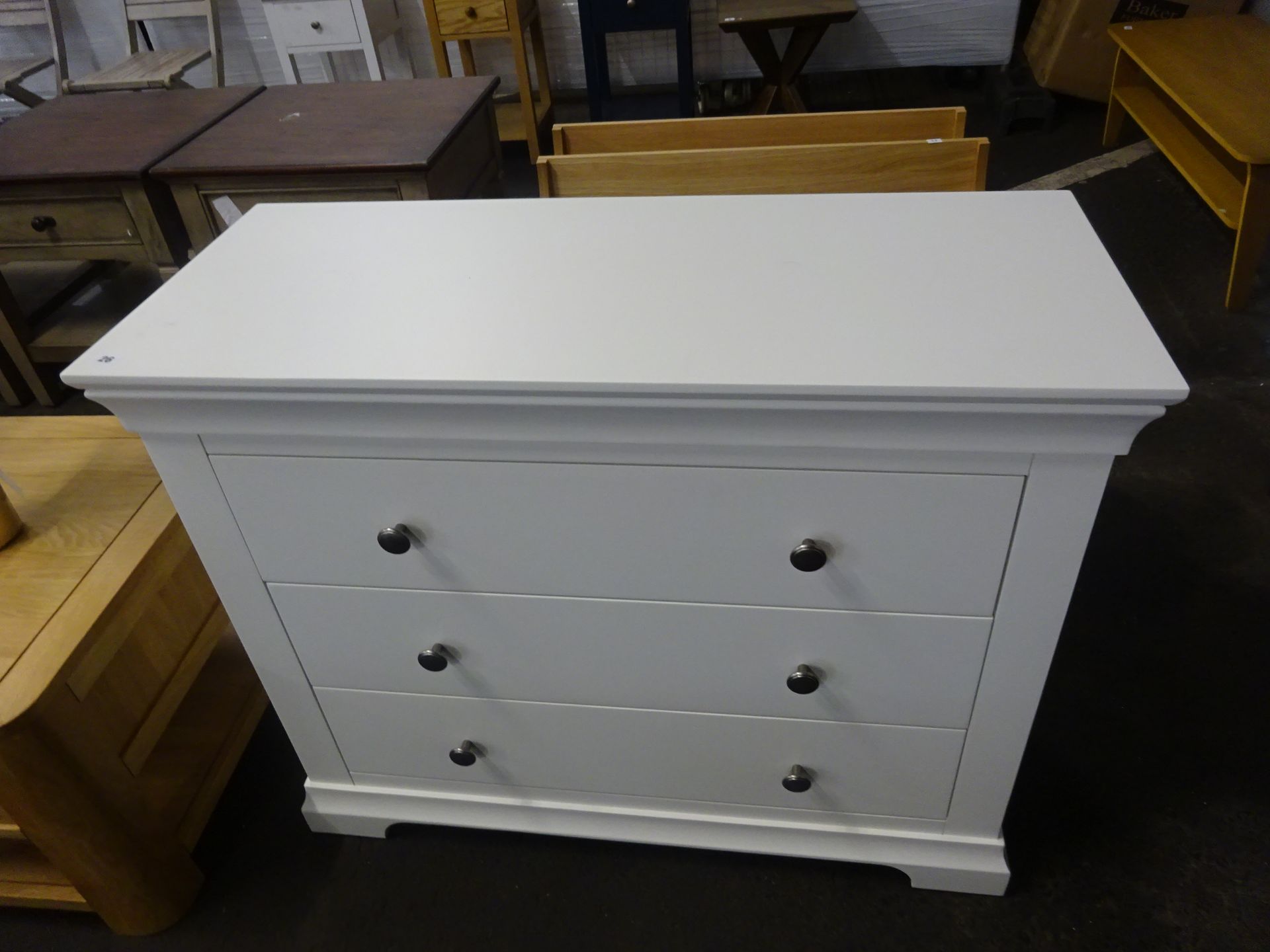 RRP £399 - Cotswold Company Chantilly Warm White 3 Drawer Chest (H)80 x (W) 100 x (D)42cm - BACK HAS - Image 2 of 3