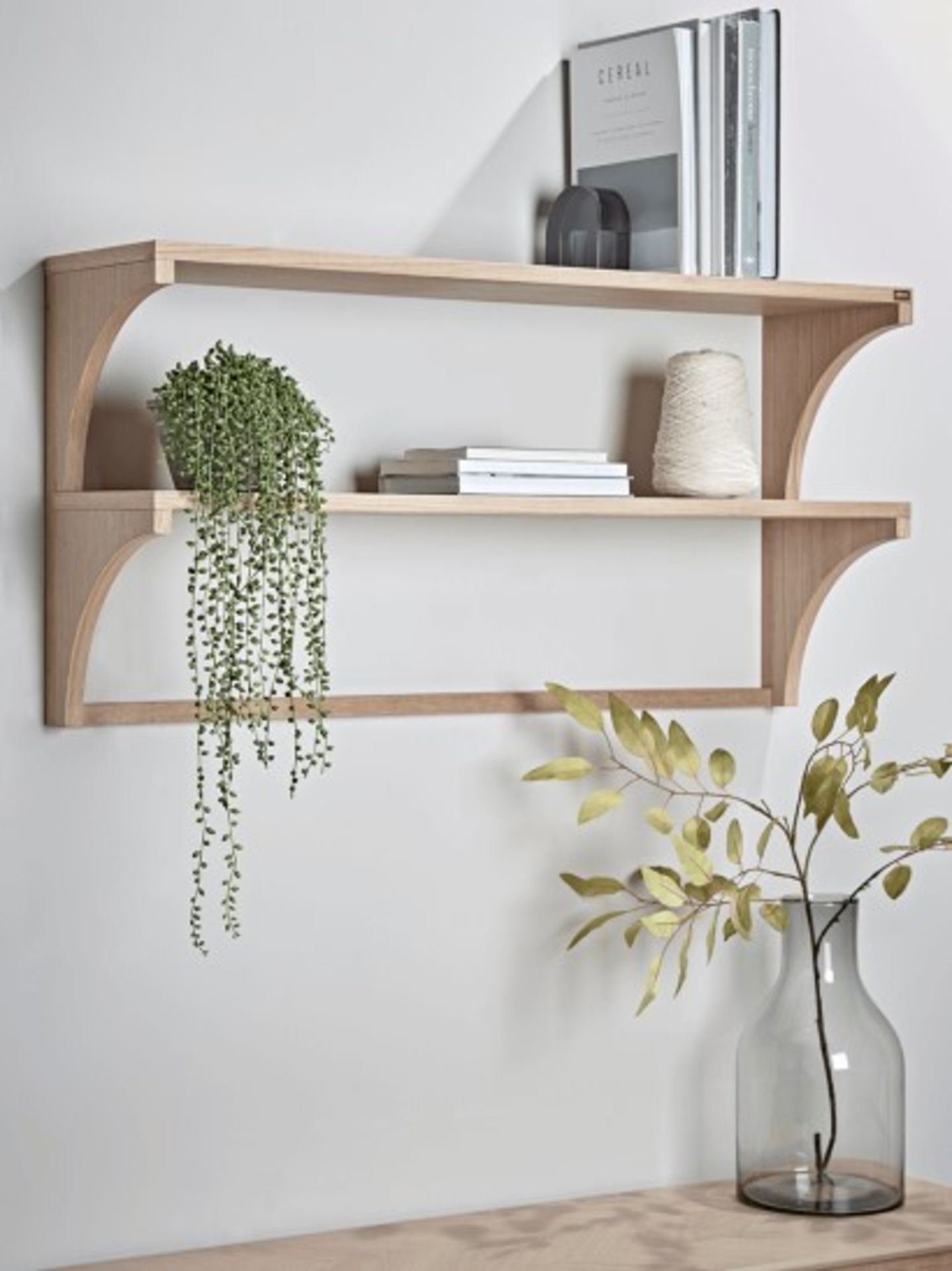 RRP £150 - Cox & Cox Oak Two Tier Shelf - SHELF LOOSE, JUST NEEDS GLUEING - NO VAT