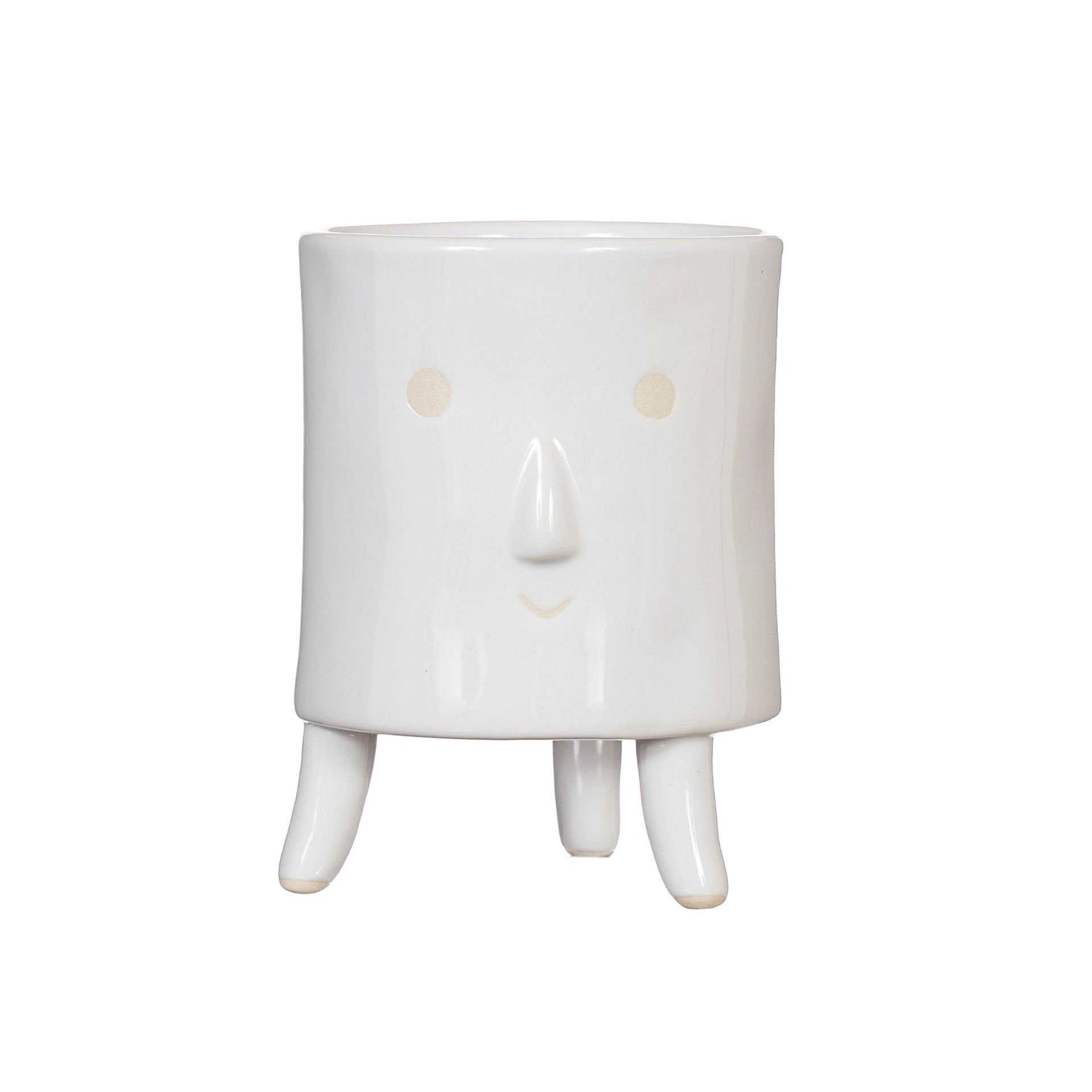 RRP £12.99 - NEW SASS & BELLE SMALL 9CM SMILLEY FACED GLAZED PLANTER WITH LEGS