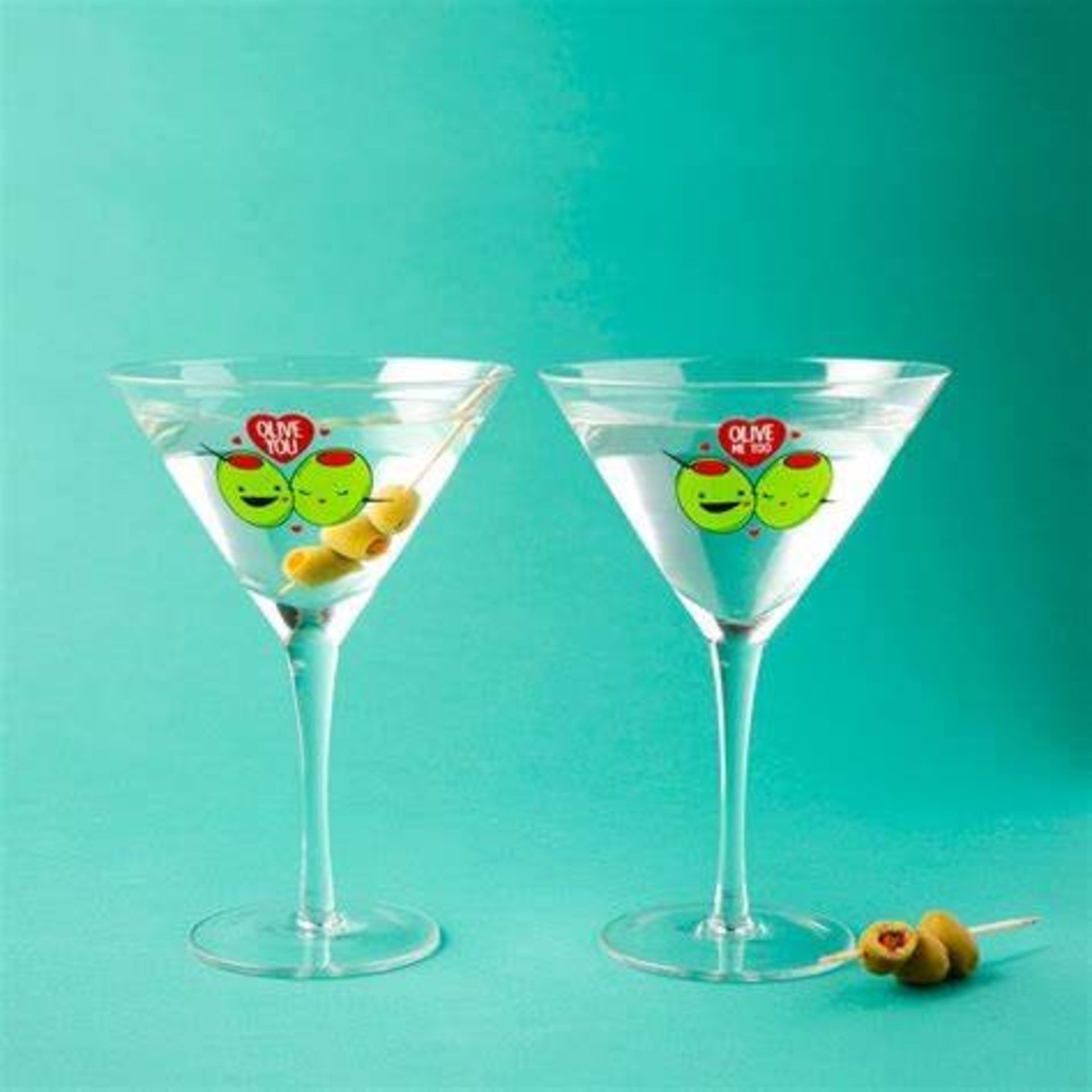 New Olive You Set Of Two Glass Set