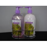 New Lila Grace 473ml Lavender Hand Soap & Hand Wash Set With Metal Holder
