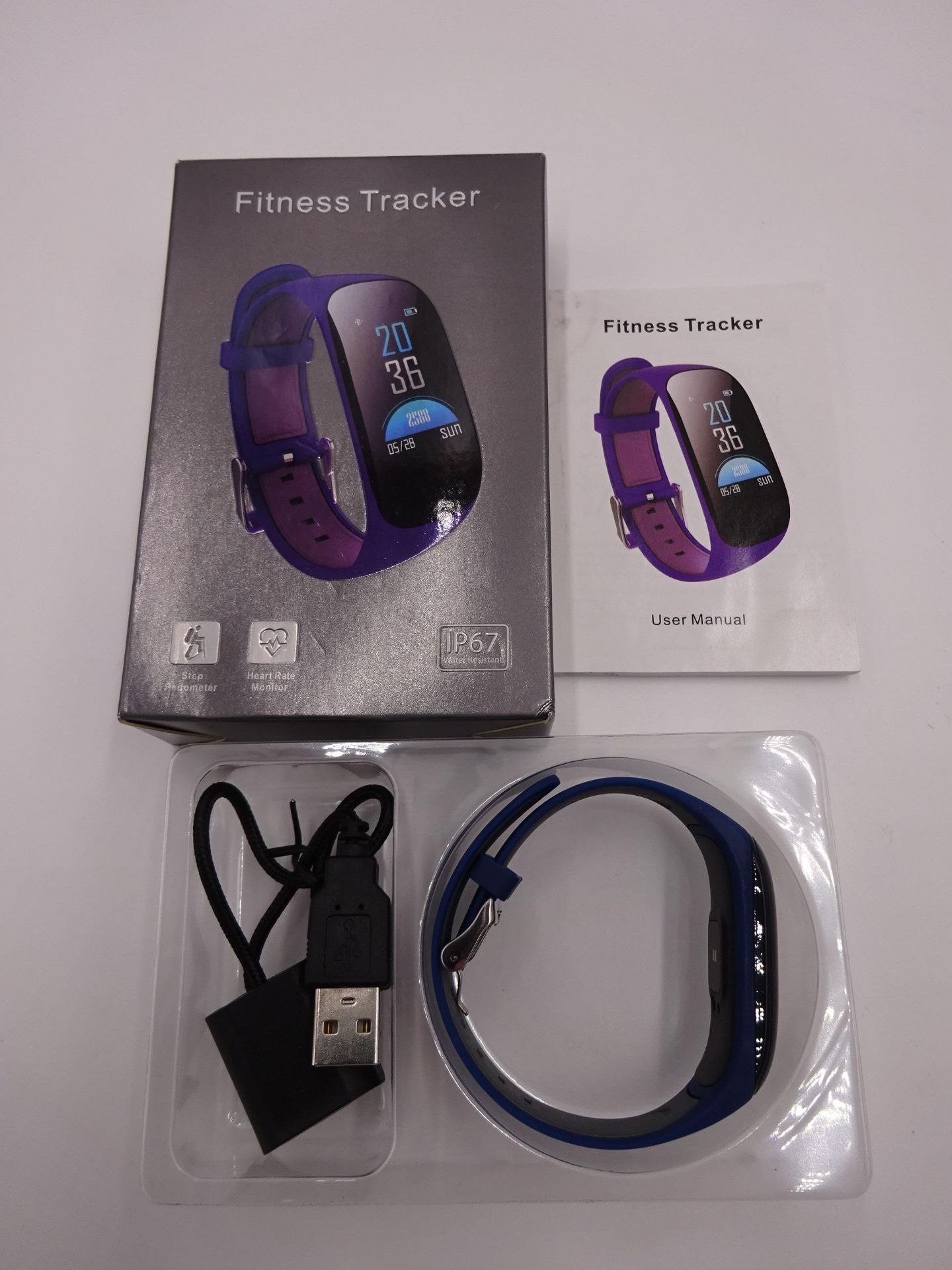 New Fitness tracker watch blue strap