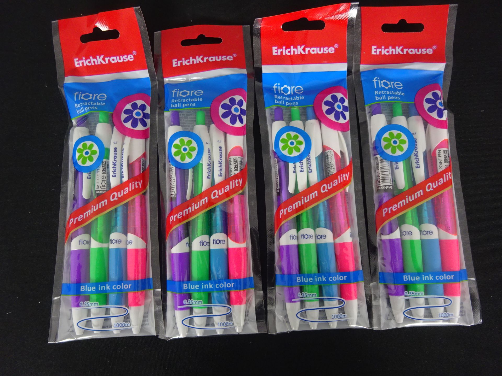X4 New Packs Of 4 Blue Ink Retractable Ball Pens - 16 Pens Total