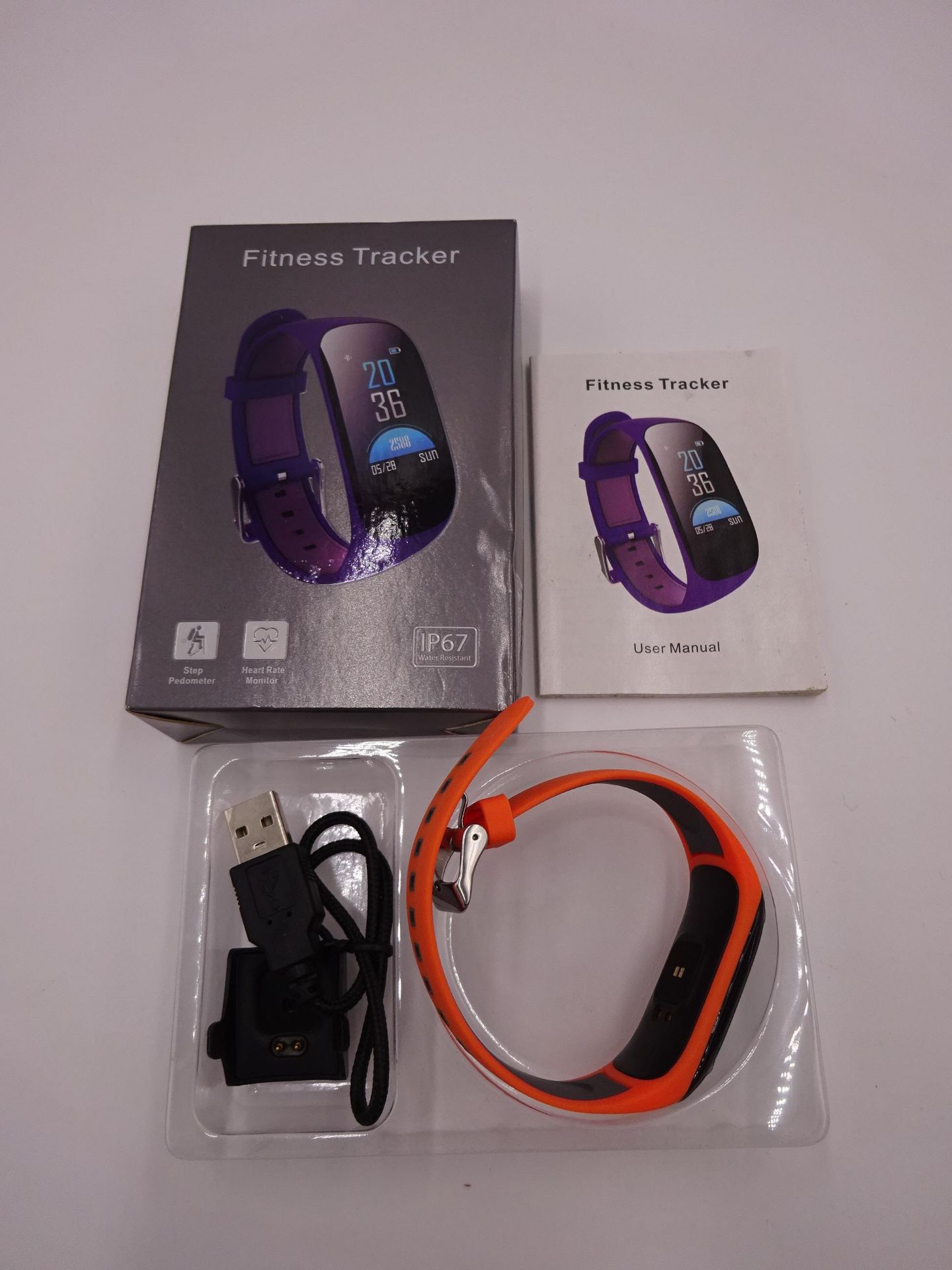 New Fitness tracker watch orange strap