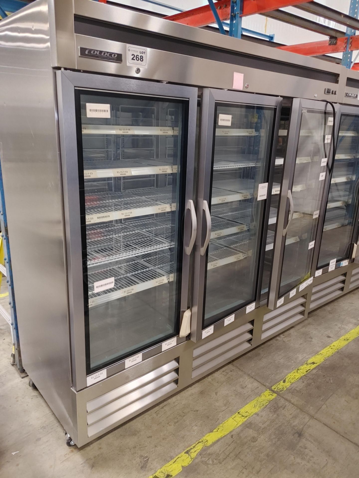 Coldco "BGSS-81FDVG-HC" 3 Door Glass Front Freezer Stainless Steel S/N 20195178