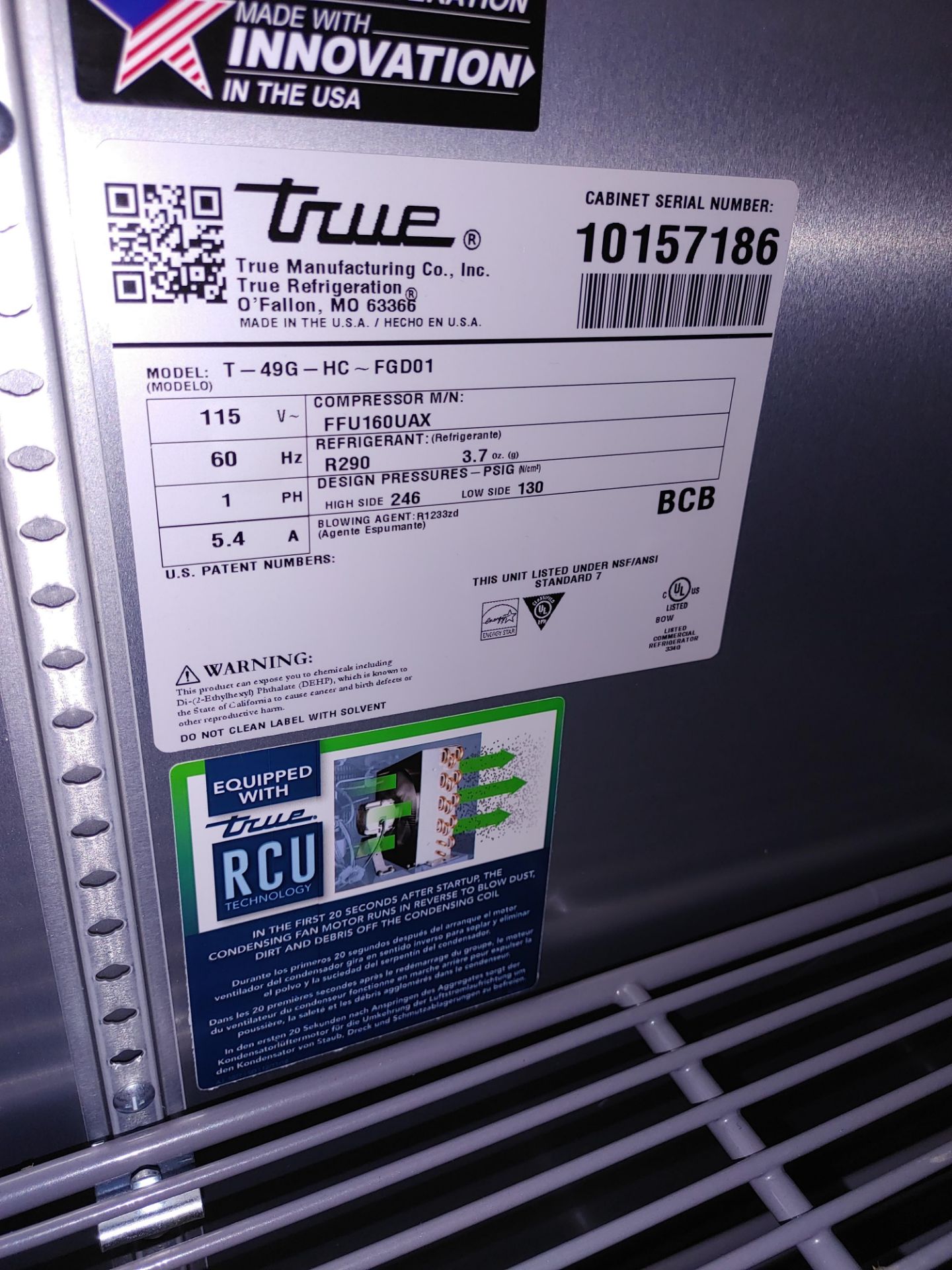 True "T-49G-HC-FGD01" 2 Door Glass Front Refrigerator S/N 10157186 - Image 2 of 2