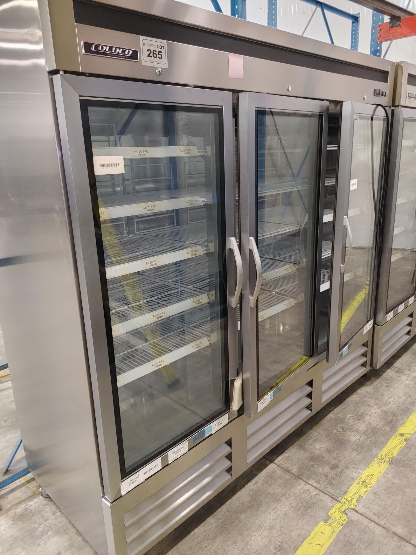 Coldco "BGSS-81FDVG-HC" 3 Door Glass Front Freezer Stainless Steel S/N 20195189