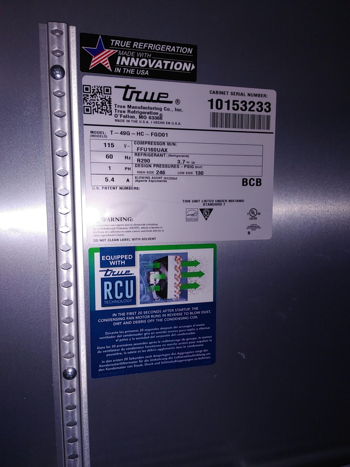 True "T-49G-HC-FGD01" 2 Door Glass Front Refrigerator S/N 10153233 - Image 2 of 2