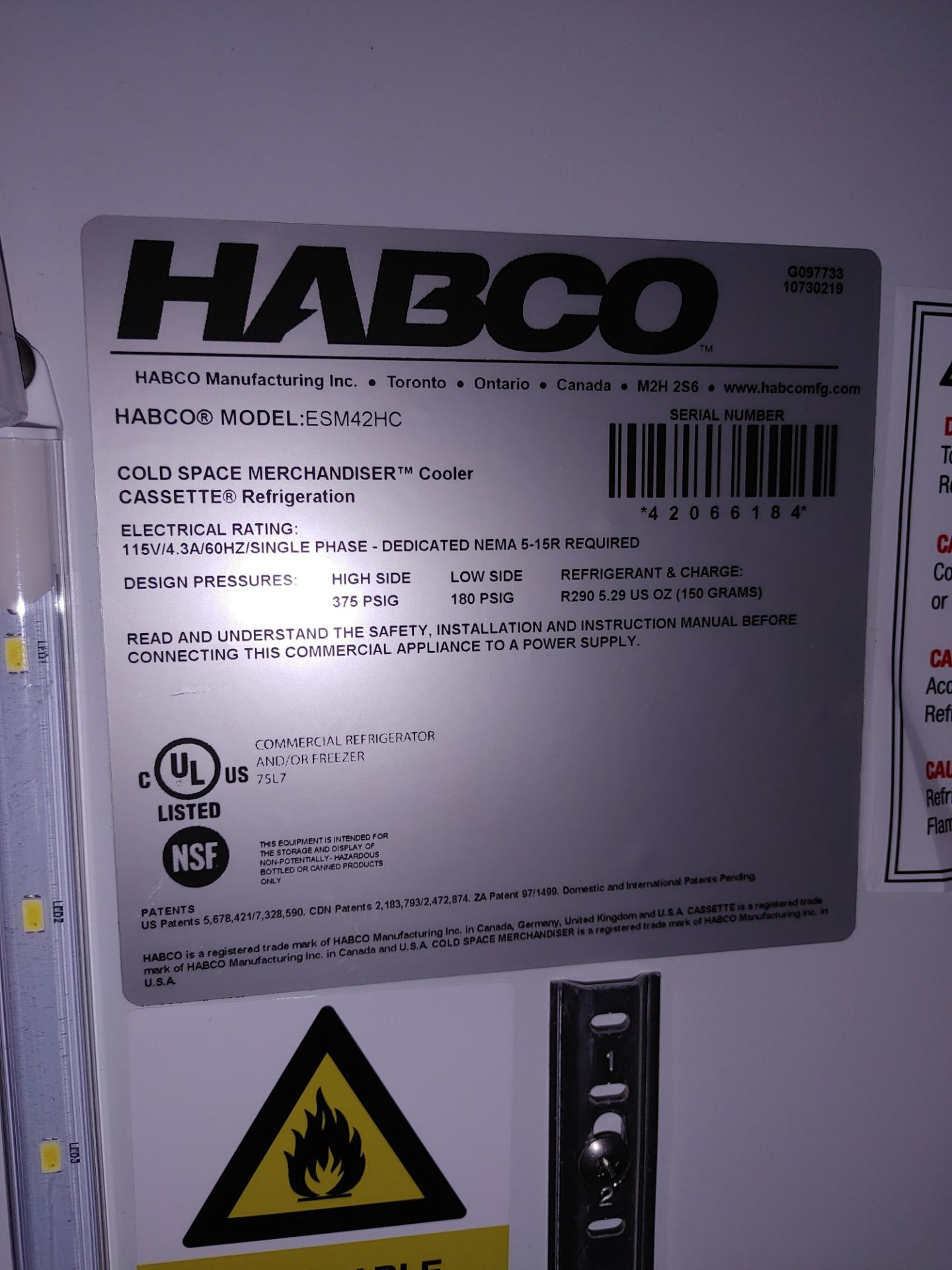 Habco "ESM42HC" 2 Door Glass Front Refrigerator S/N 42066184 - Image 2 of 2