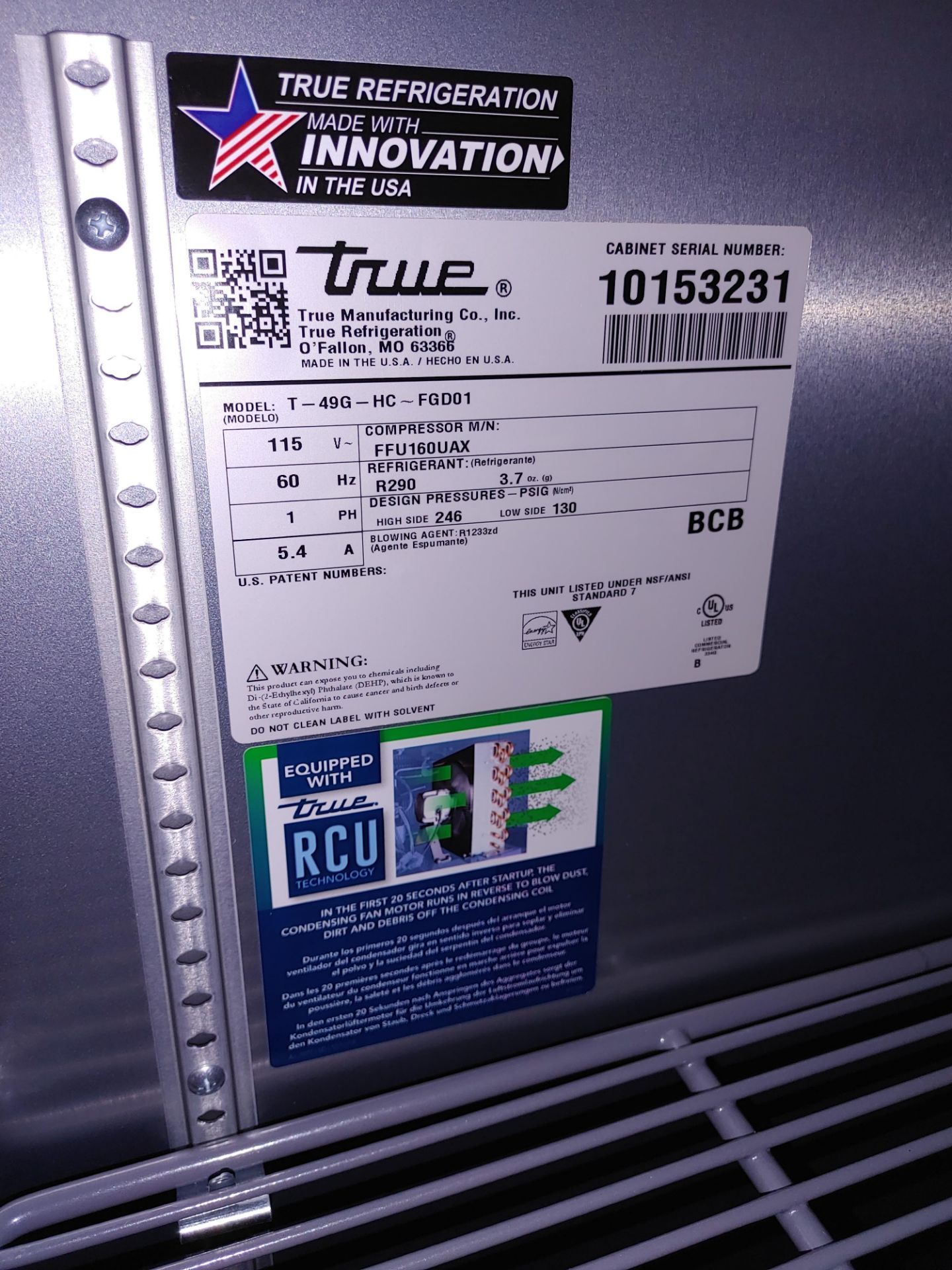 True "T-49G-HC-FGD01" 2 Door Glass Front Refrigerator S/N 10153231 - Image 2 of 2