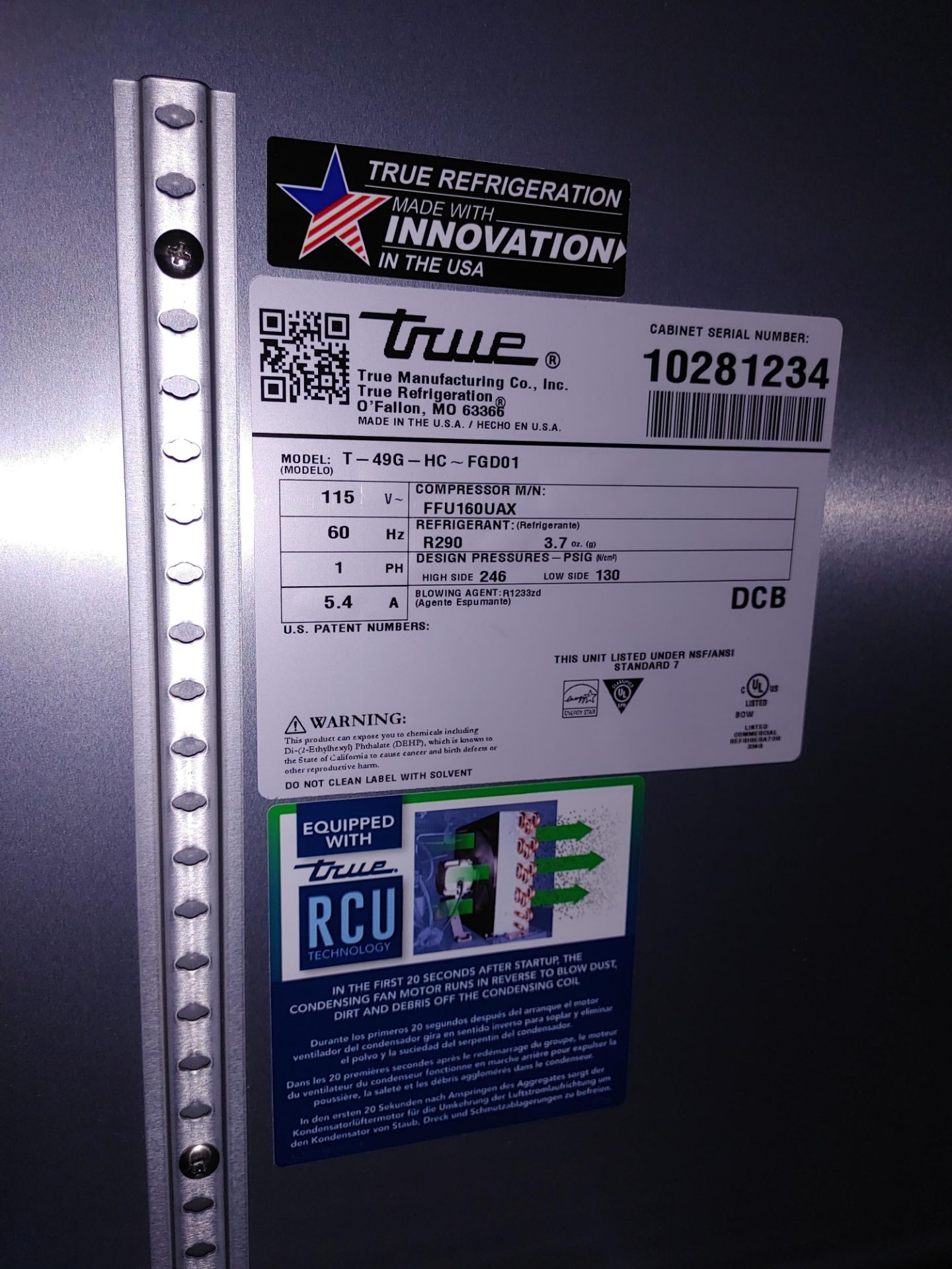 True "T-49G-HC-FGD01" 2 Door Glass Front Refrigerator S/N 10281234 - Image 2 of 2