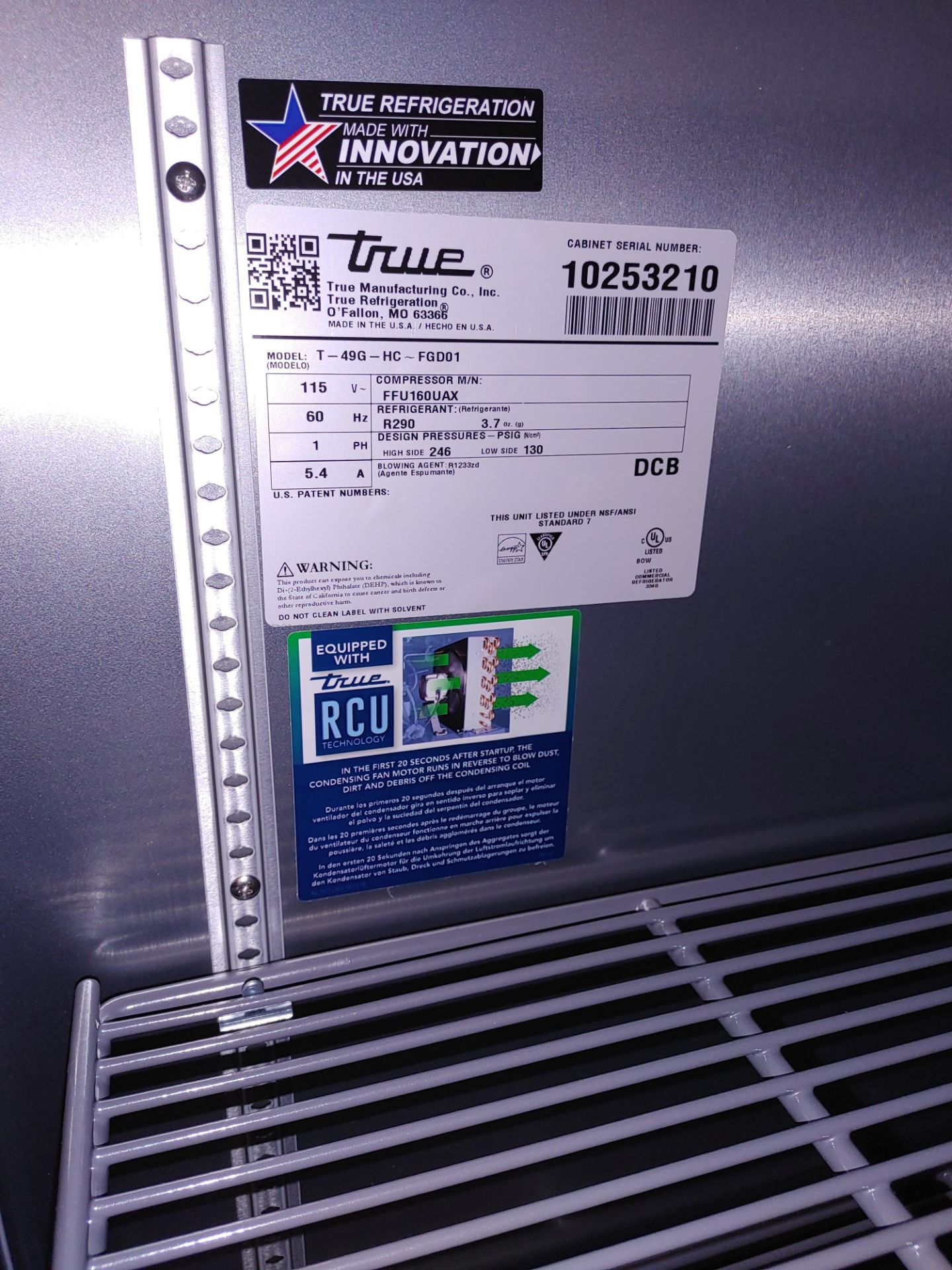 True "T-49G-HC-FGD01" 2 Door Glass Front Refrigerator S/N 10253210 - Image 2 of 2