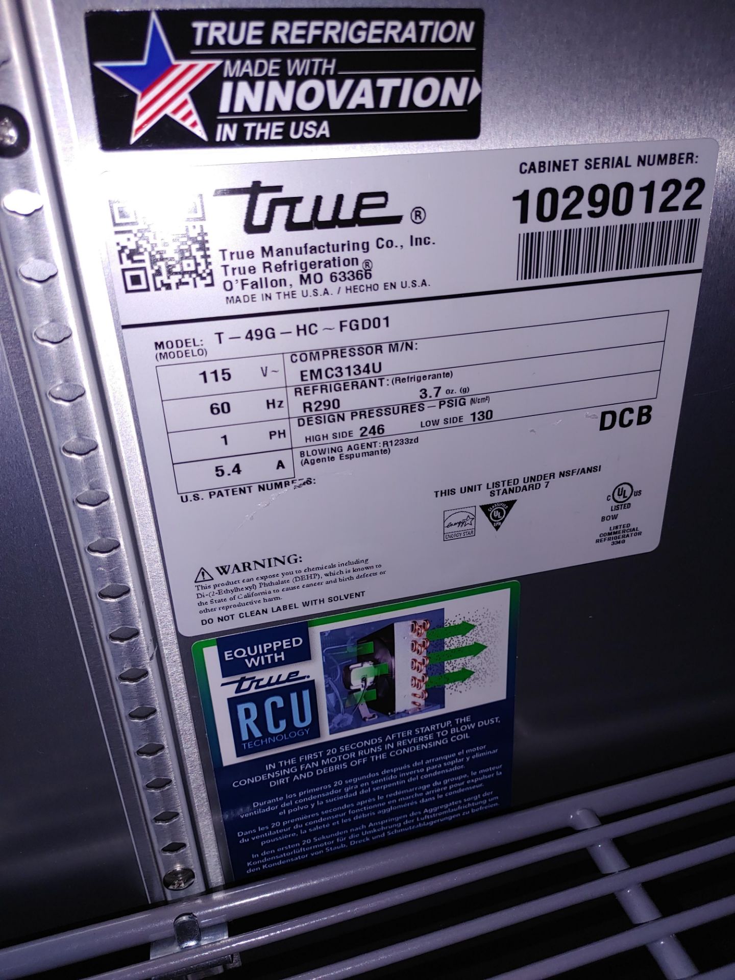 True "T-49G-HC-FGD01" 2 Door Glass Front Refrigerator S/N 10290122 - Image 2 of 2