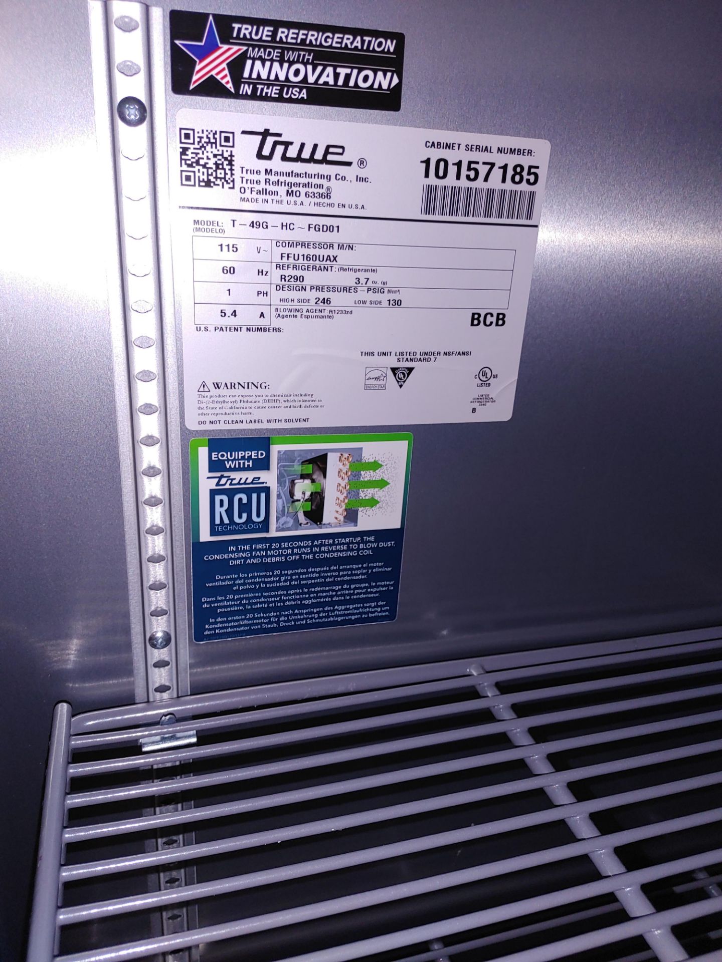 True "T-49G-HC-FGD01" 2 Door Glass Front Refrigerator S/N 10157185 - Image 2 of 2