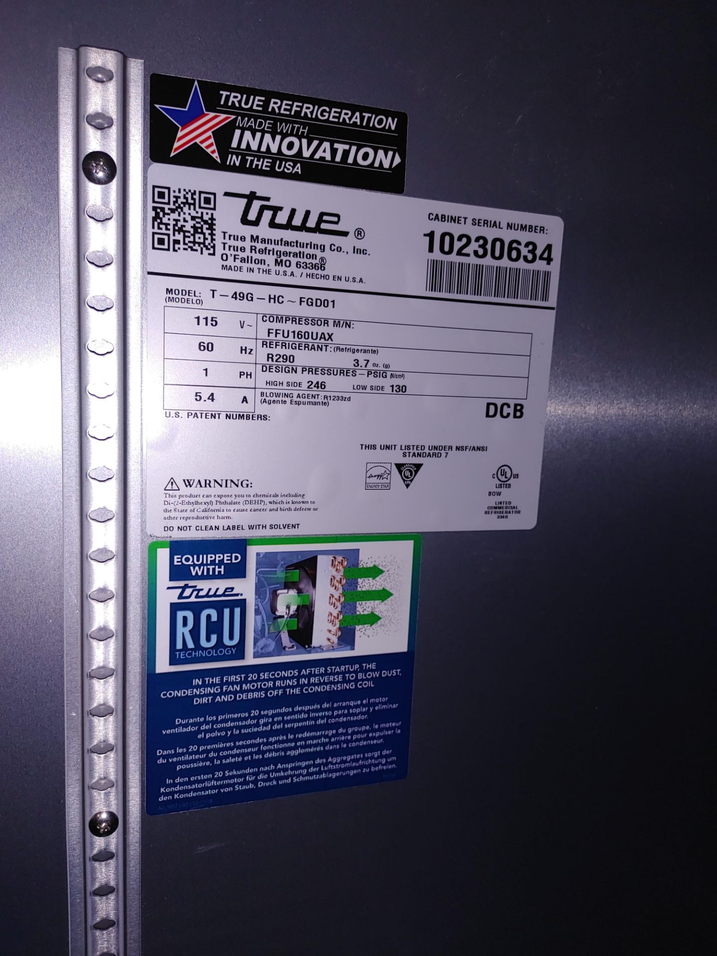 True "T-49G-HC-FGD01" 2 Door Glass Front Refrigerator S/N 10230634 - Image 2 of 2
