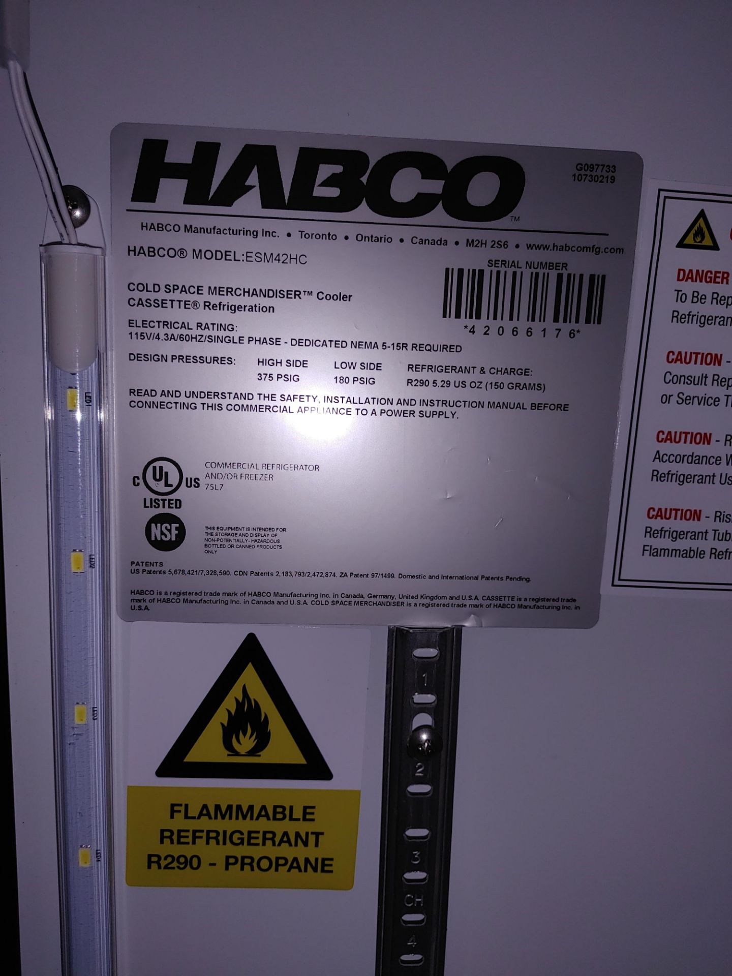 Habco "ESM42HC" 2 Door Glass Front Refrigerator S/N 42066176 - Image 2 of 2