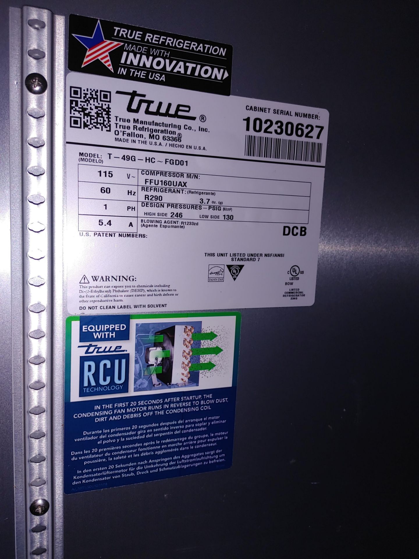 True "T-49G-HC-FGD01" 2 Door Glass Front Refrigerator S/N 10230627 - Image 2 of 2