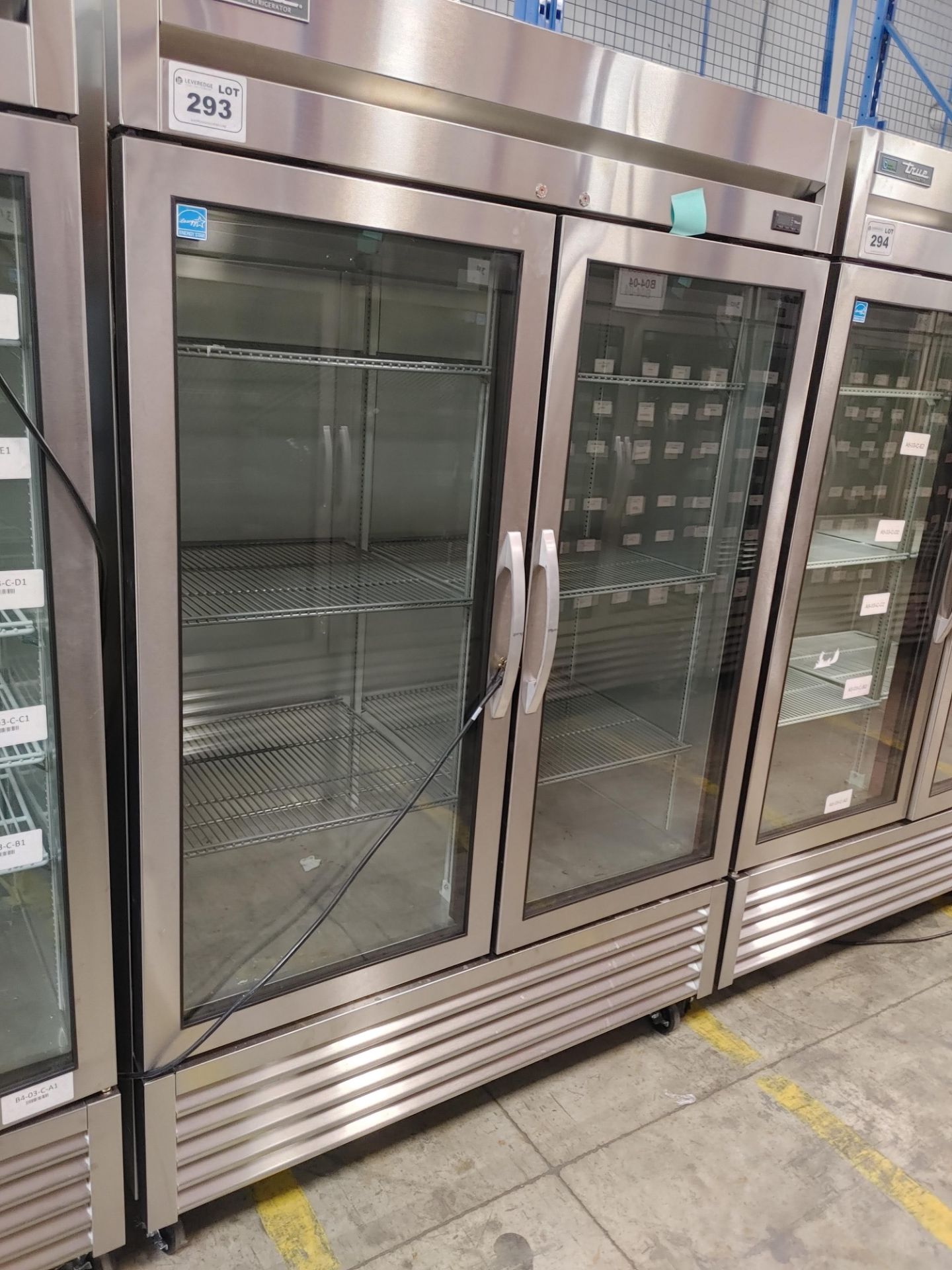 True "T-49G-HC-FGD01" 2 Door Glass Front Refrigerator S/N 10253209