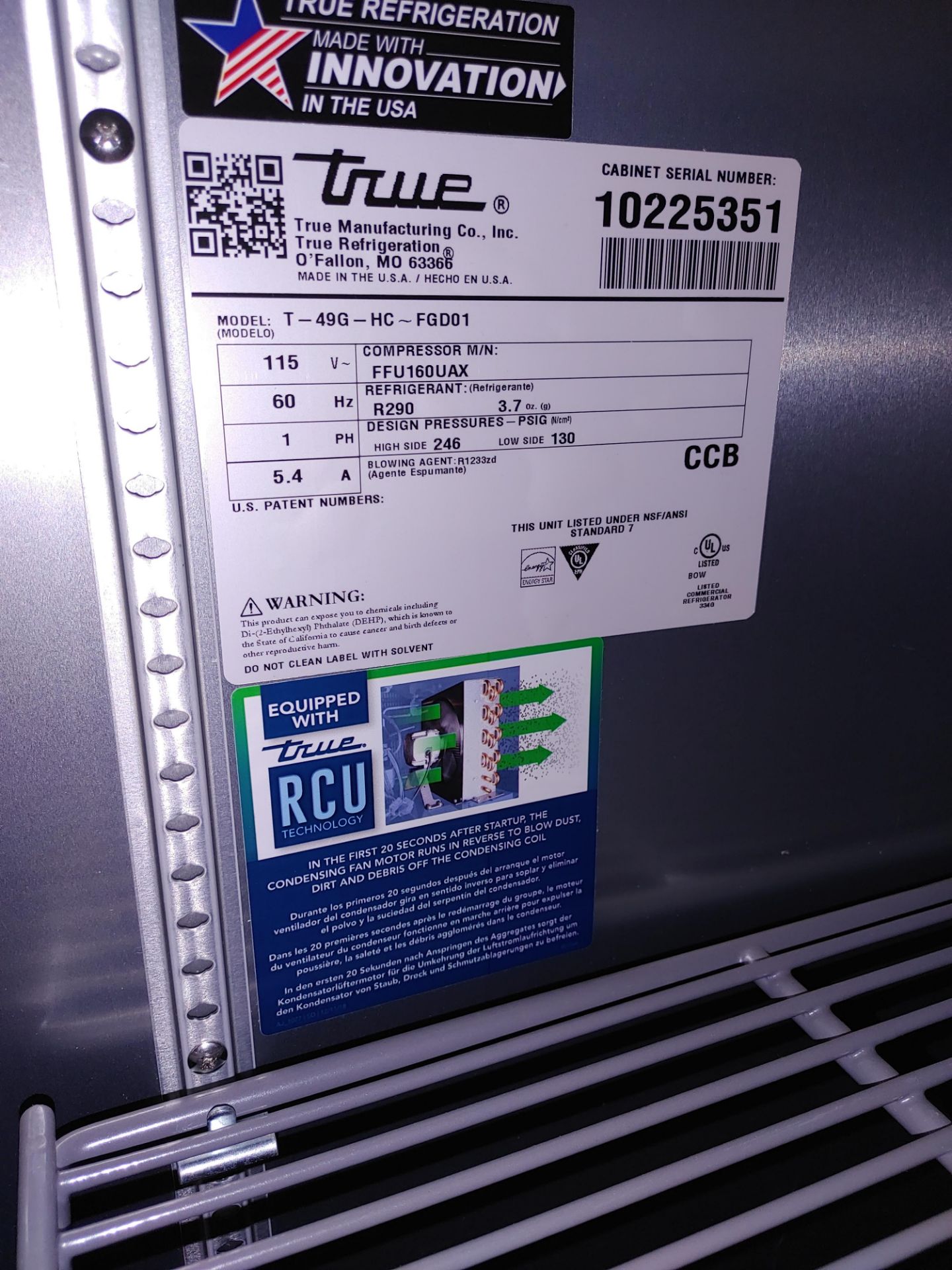 True "T-49G-HC-FGD01" 2 Door Glass Front Refrigerator S/N 10225351 - Image 2 of 2