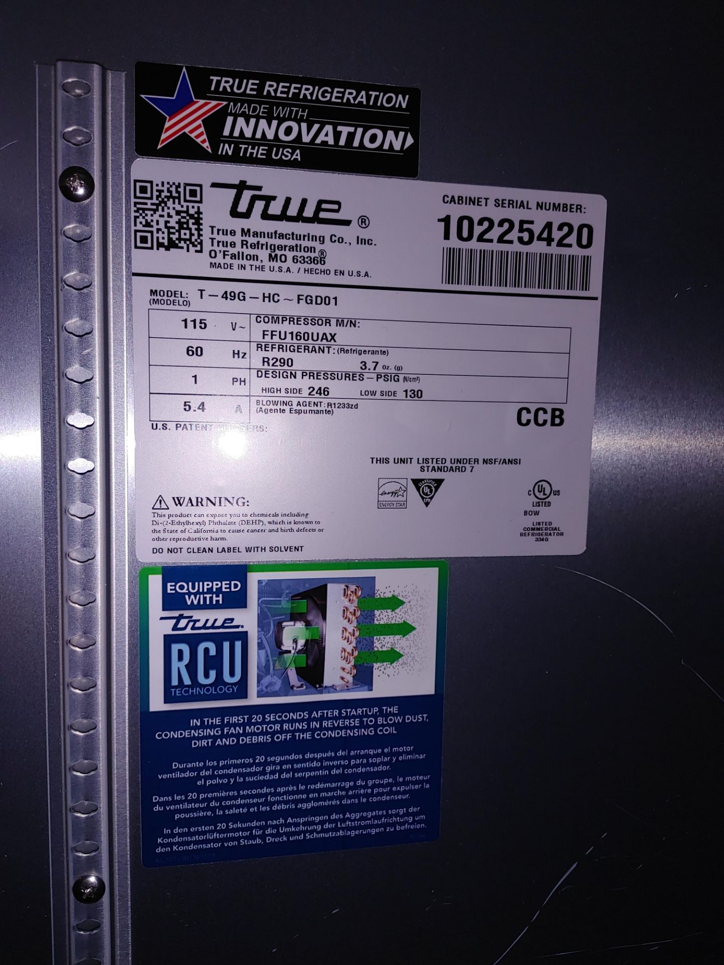 True "T-49G-HC-FGD01" 2 Door Glass Front Refrigerator S/N 10225420 - Image 2 of 2