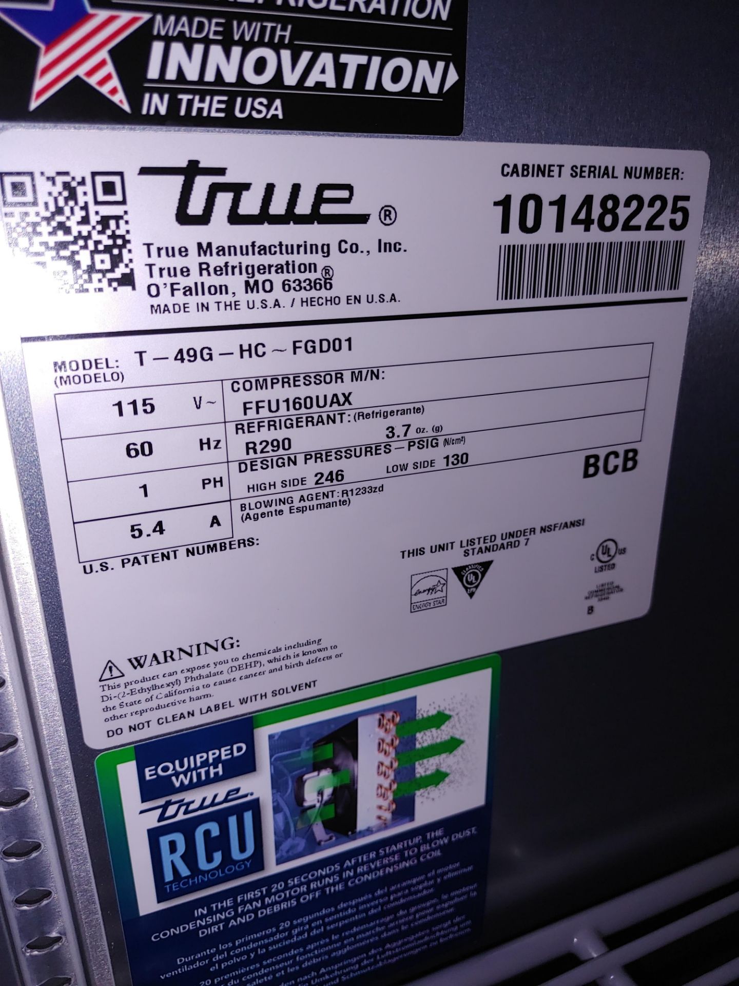 True "T-49G-HC-FGD01" 2 Door Glass Front Refrigerator S/N 10148225 - Image 2 of 2