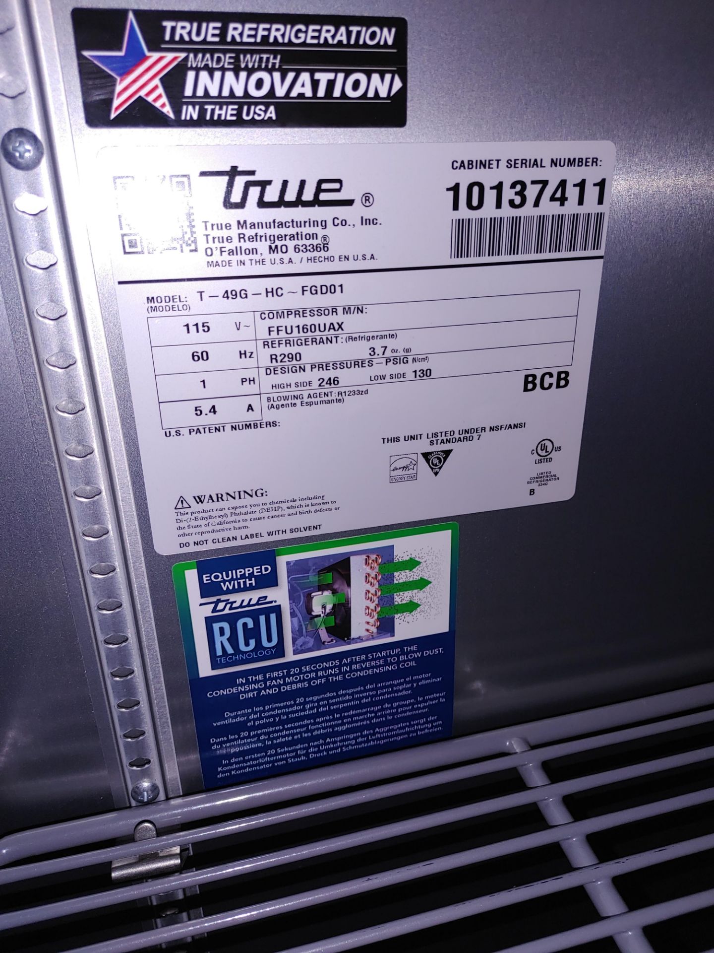 True "T-49G-HC-FGD01" 2 Door Glass Front Refrigerator S/N 10137411 - Image 2 of 2