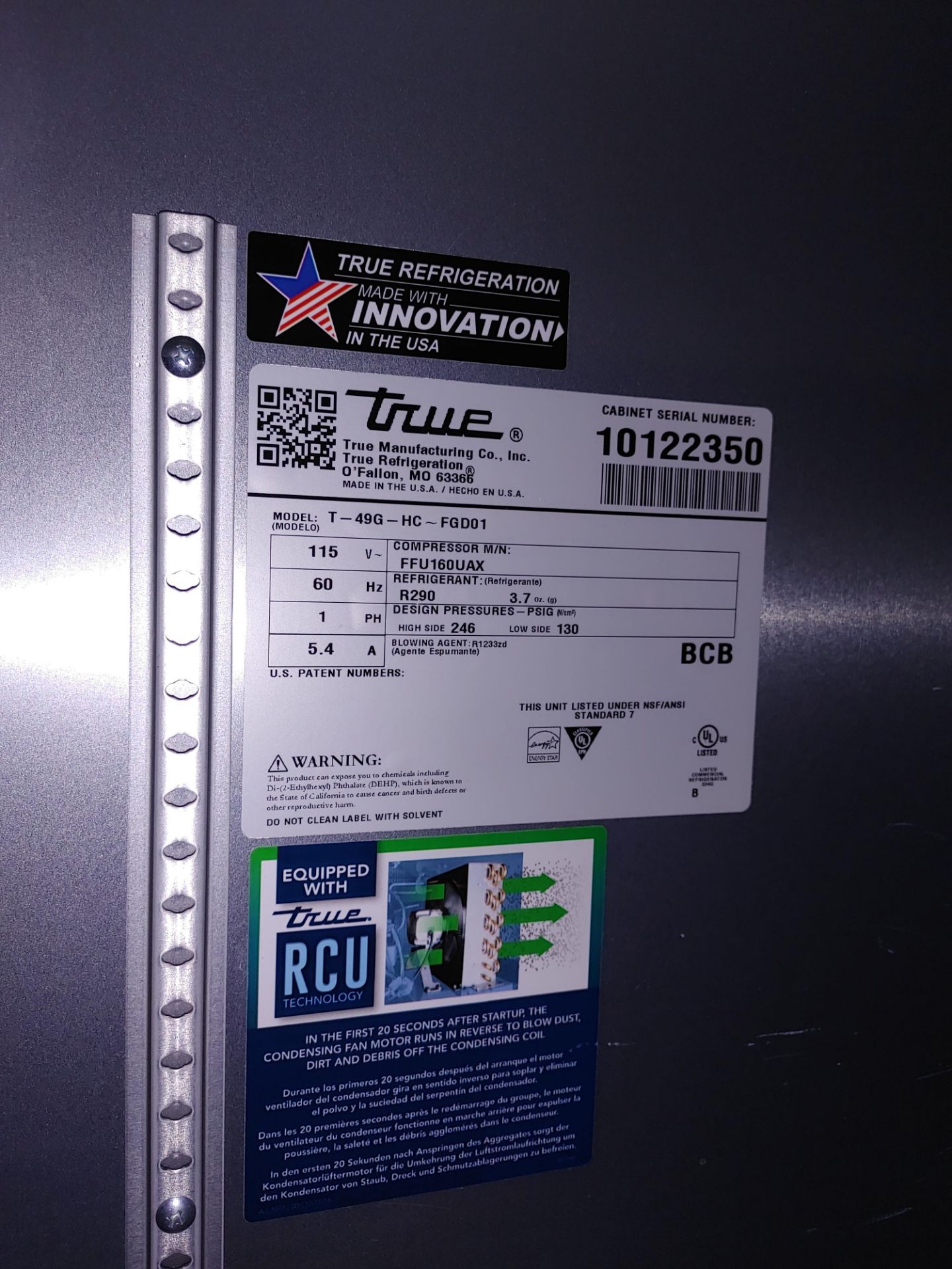 True "T-49G-HC-FGD01" 2 Door Glass Front Refrigerator S/N 10122350 - Image 2 of 2