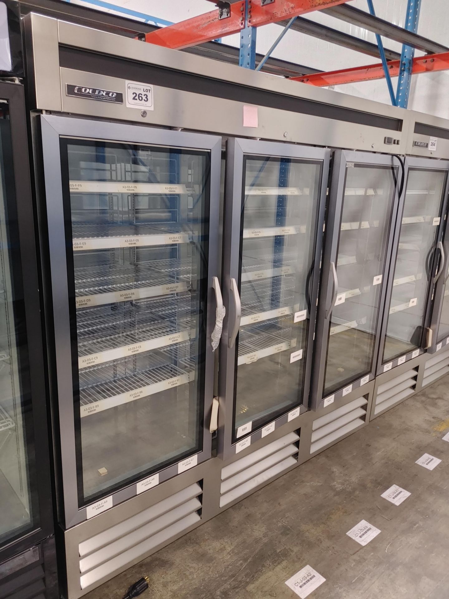 Coldco "BGSS-81FDVG-HC" 3 Door Glass Front Freezer Stainless Steel S/N 20195185