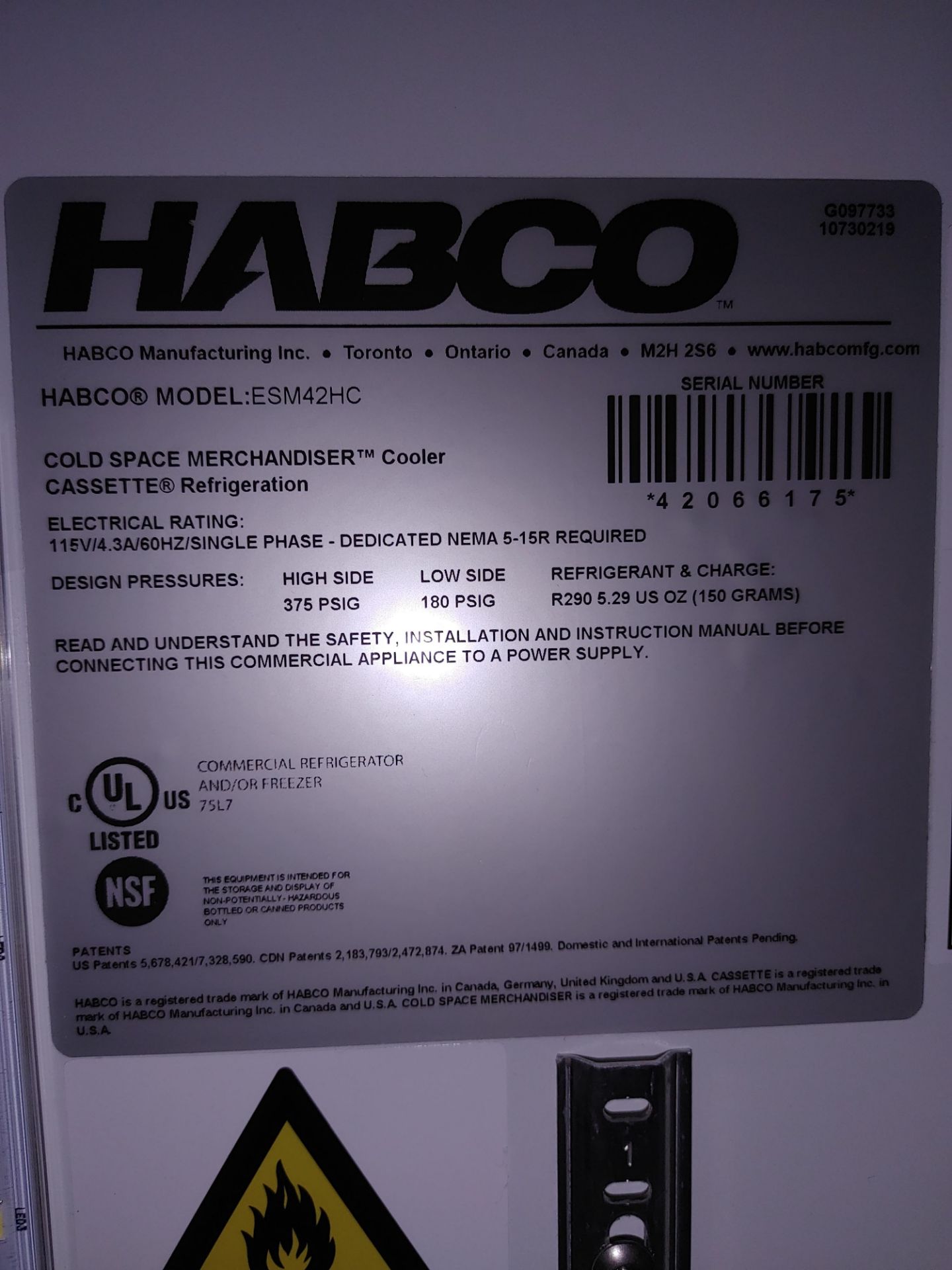 Habco "ESM42HC" 2 Door Refrigerator S/N 42066175 - Image 2 of 2