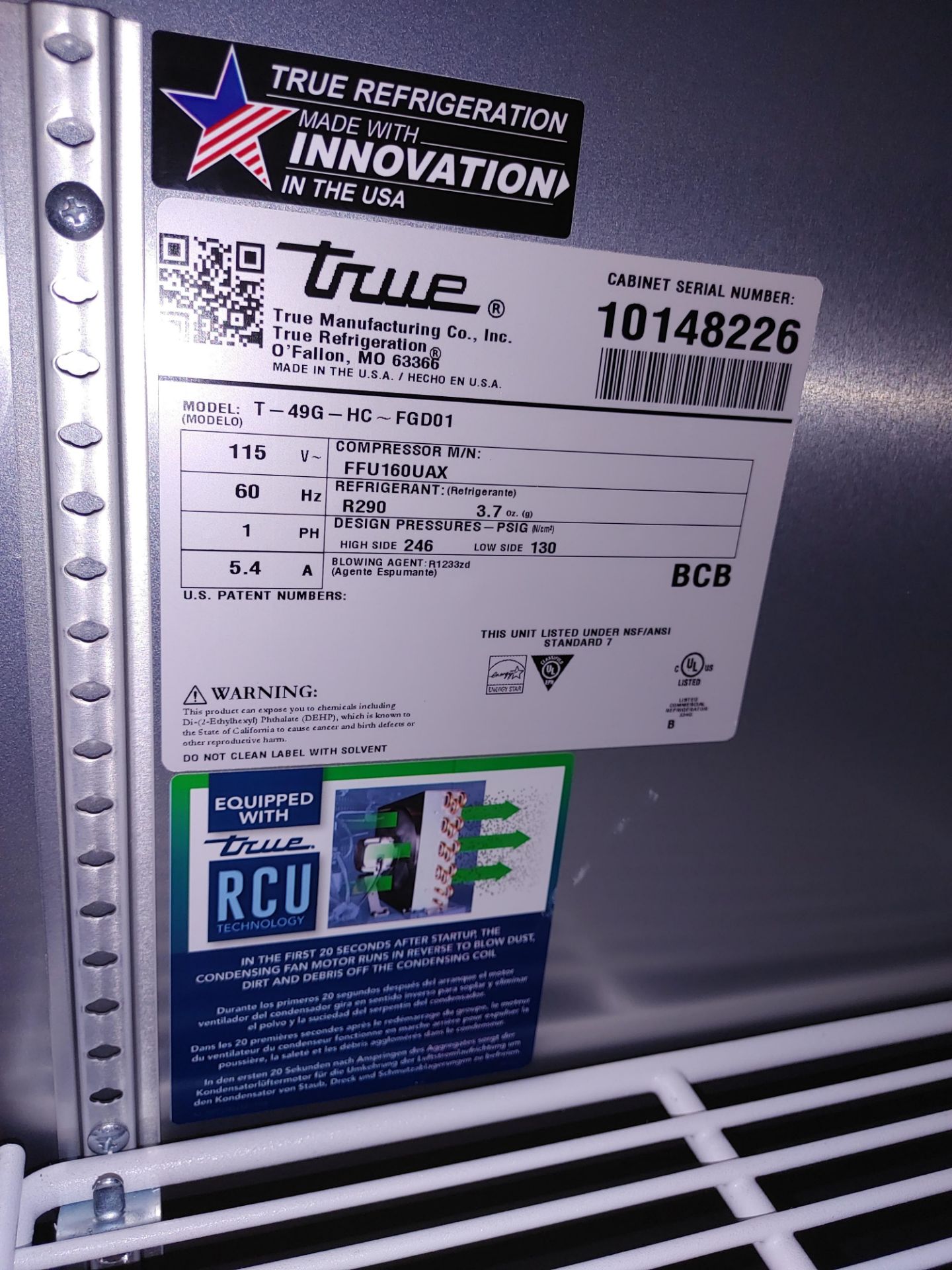 True "T-49G-HC-FGD01" 2 Door Glass Front Refrigerator S/N 10148226 - Image 2 of 2