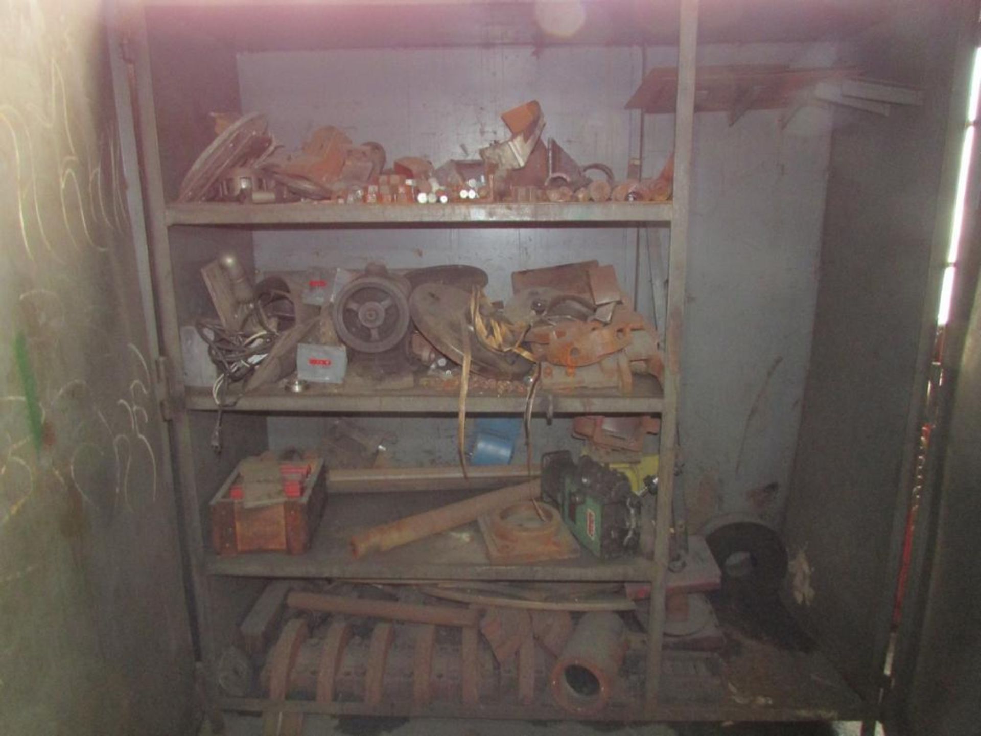 Heavy Duty Steel 2-Door Cabinet with Assorted Parts and Contents