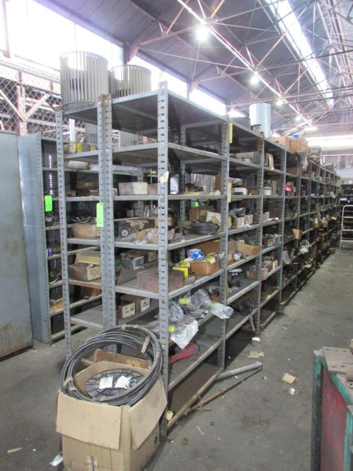 (23) Sections of Adjustable Racking with Assorted Spare Parts and Contents