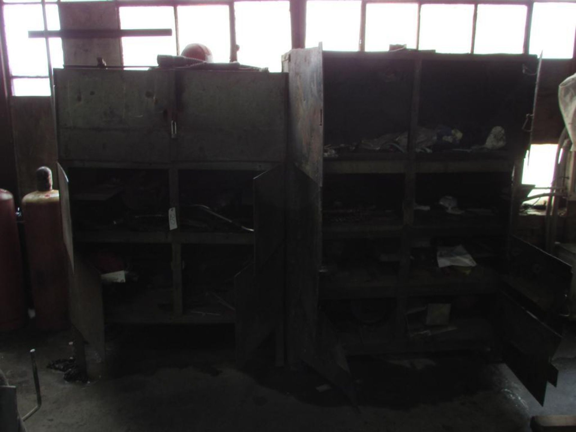 Heavy Duty Steel Cabinets with Assorted Parts and Contents