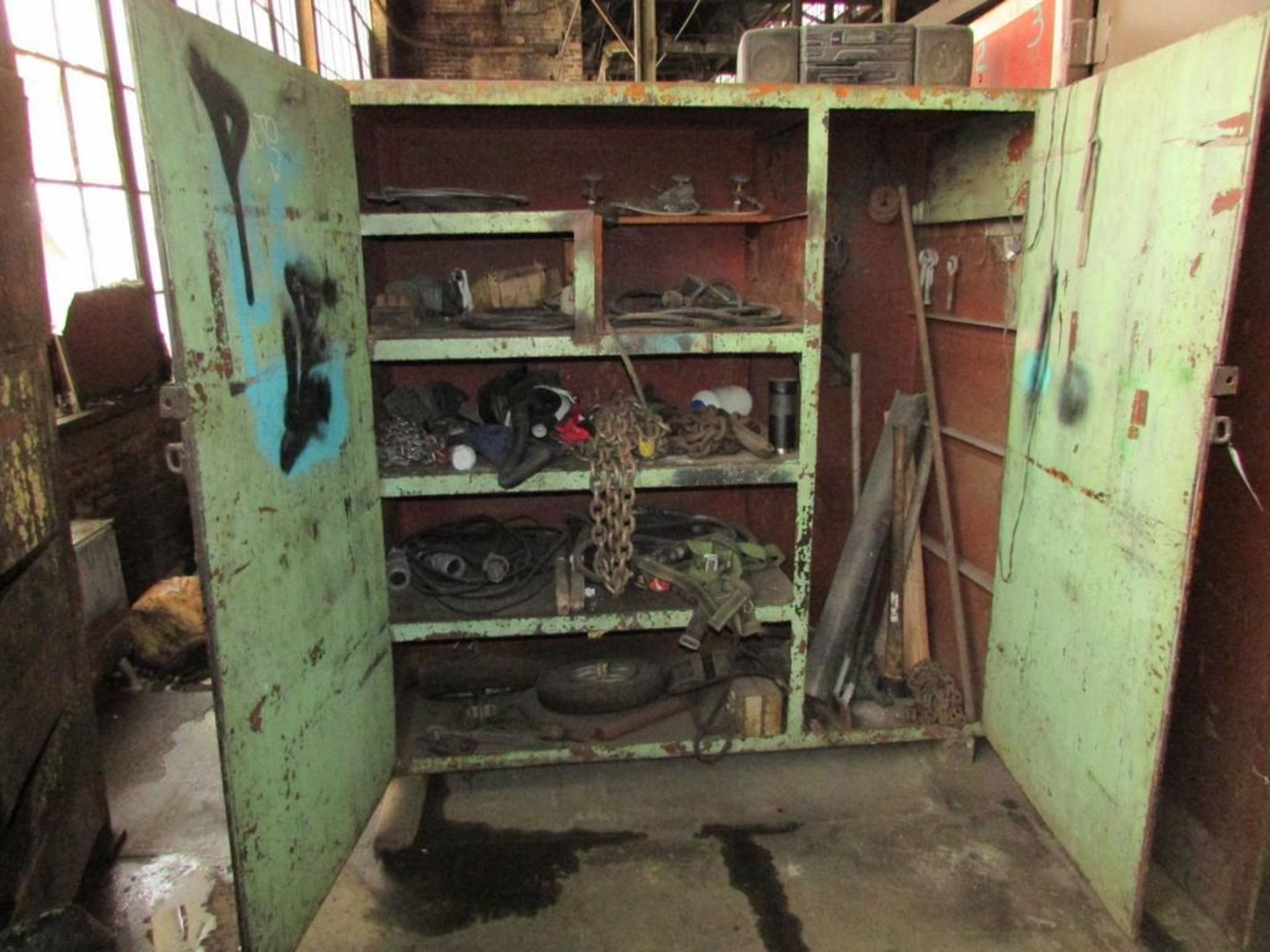 Heavy Duty Steel 2-Door Cabinet with Assorted Parts and Contents