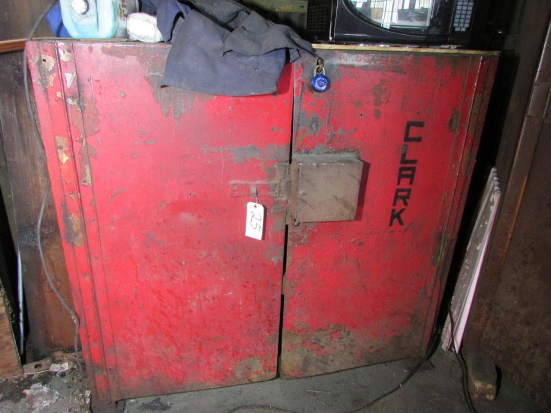 Heavy Duty Steel 2-Door Cabinet with Assorted Parts and Contents