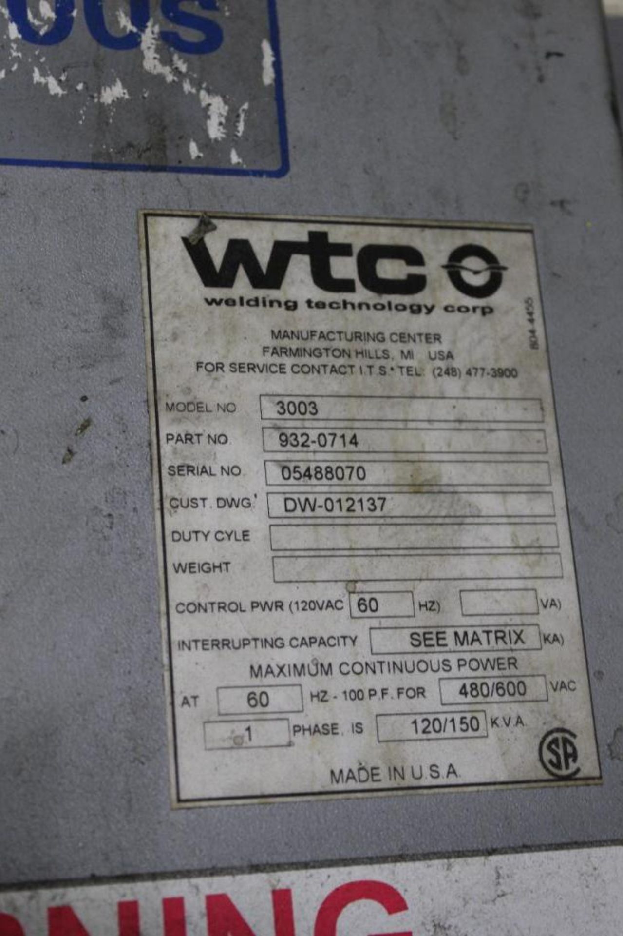 Lot of 2 WTC Electrical Panels Model 3003 - Image 2 of 2