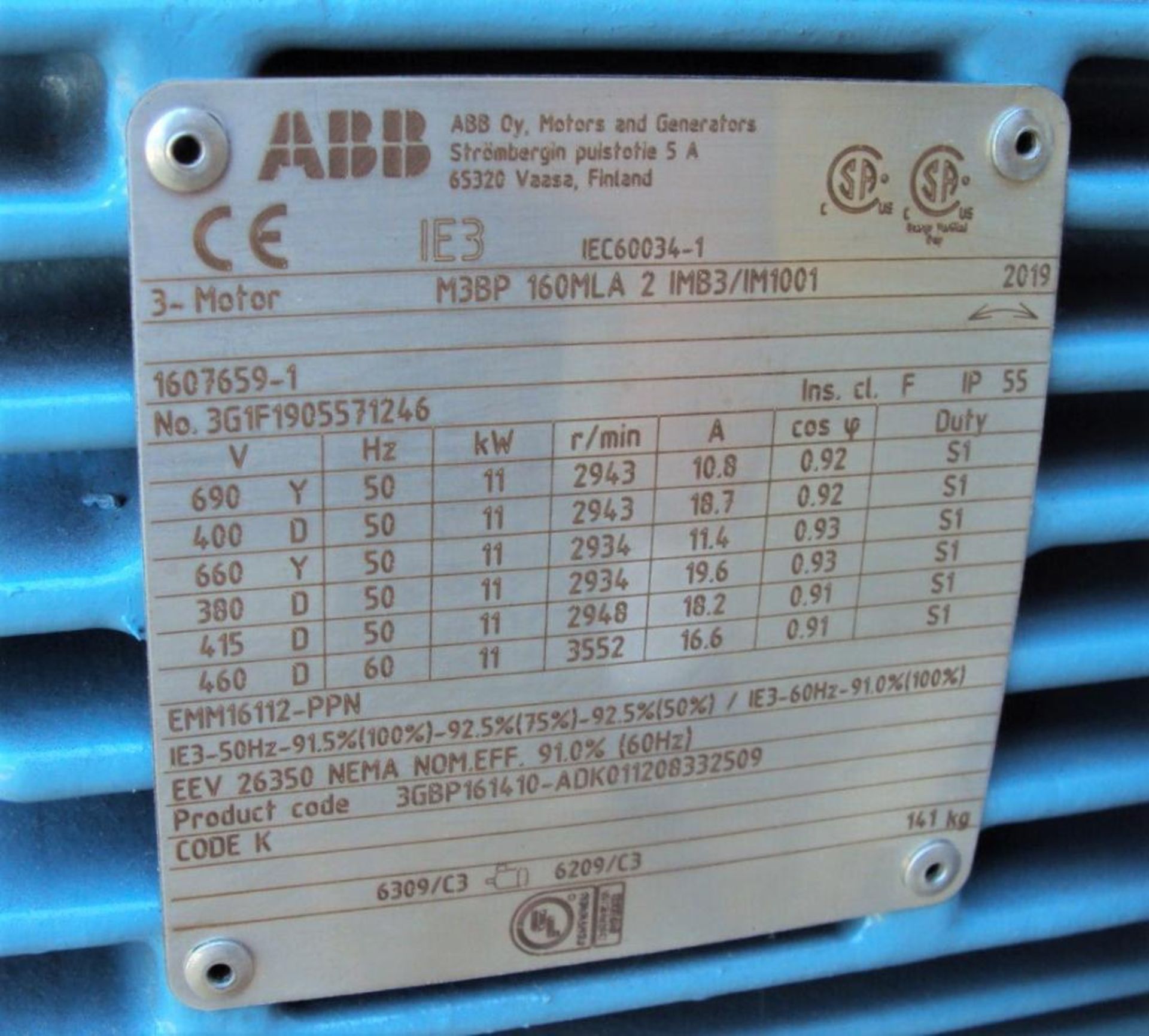 ABB M3BP160MLA-2 15HP IEC Low Voltage AC Motor - Image 4 of 4