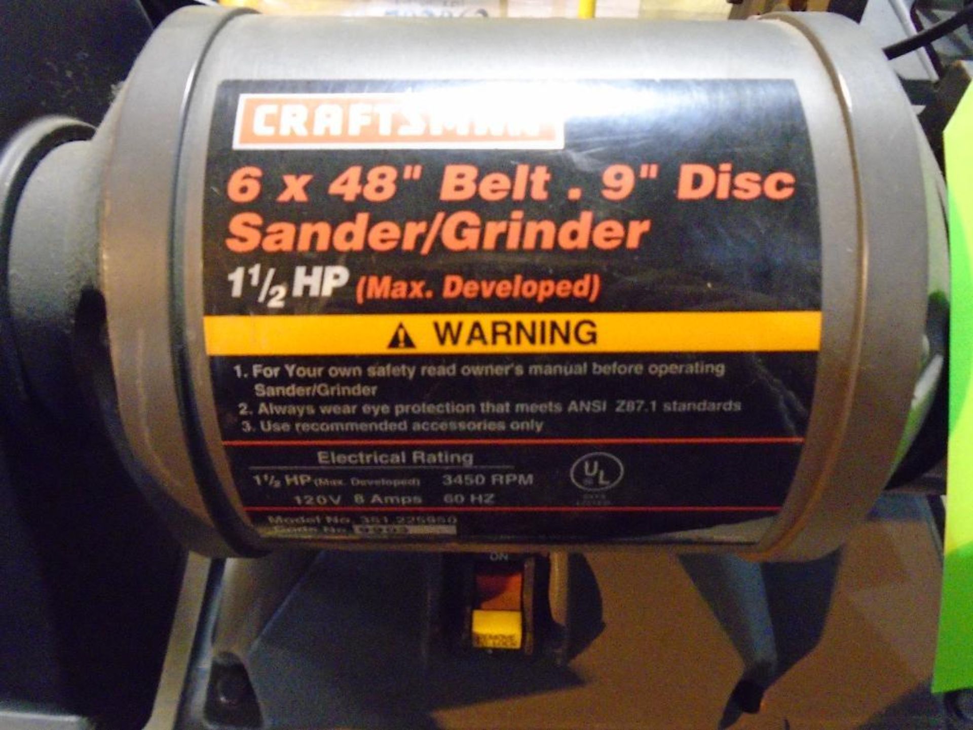 Craftsman Belt/Disc Sander and Grinder 1/2 Horsepower - Image 4 of 5