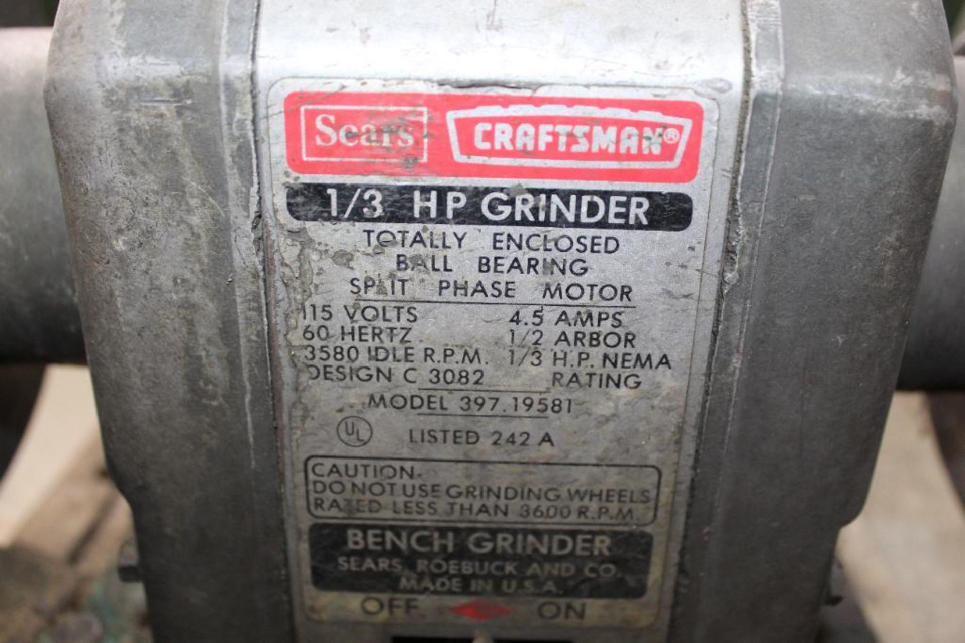 Work Bench with Sears Craftsman Bench Grinder Model 397.19581 - Image 3 of 3