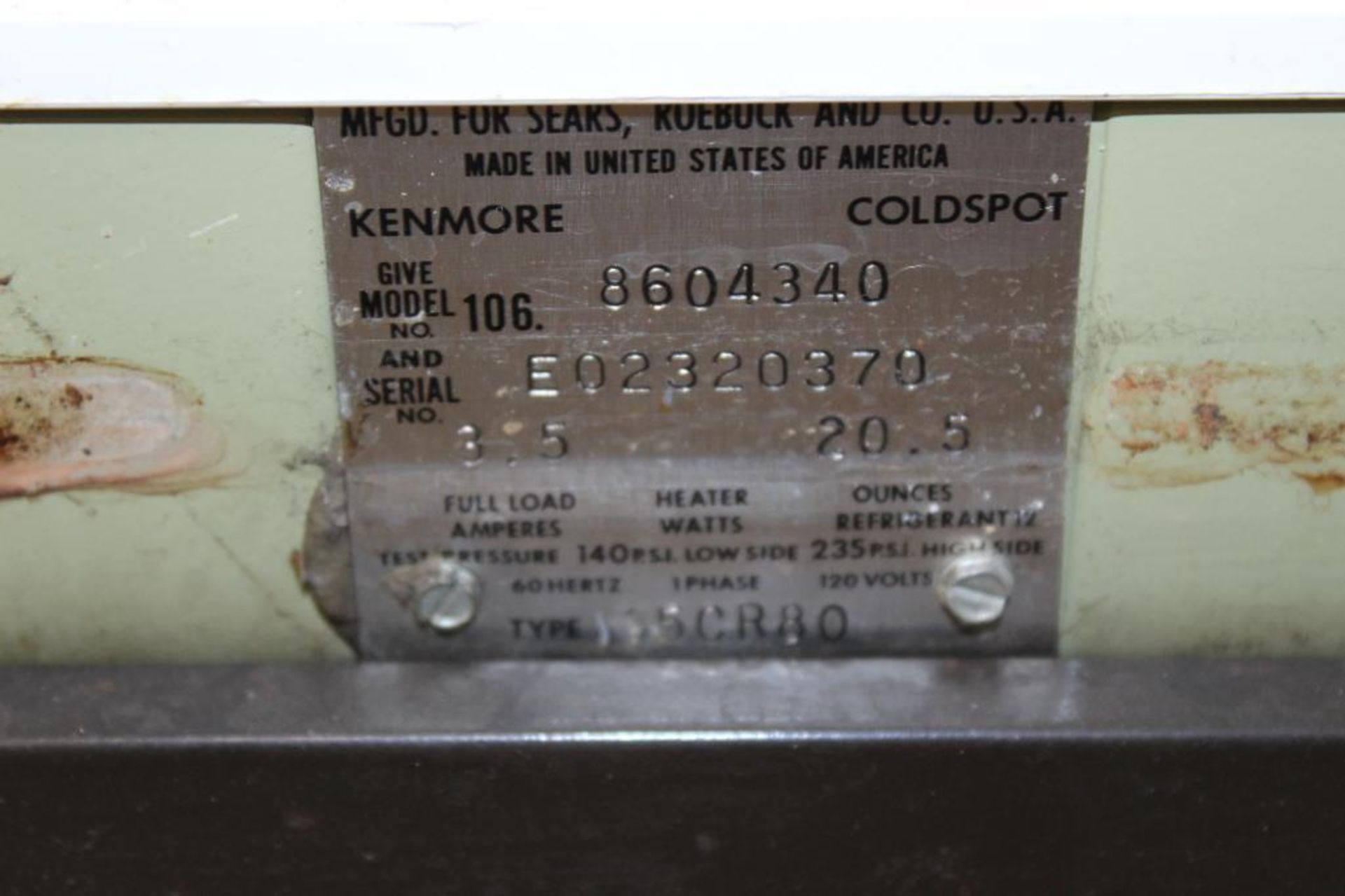 Kenmore Model 106 Refridgerator - Image 3 of 3