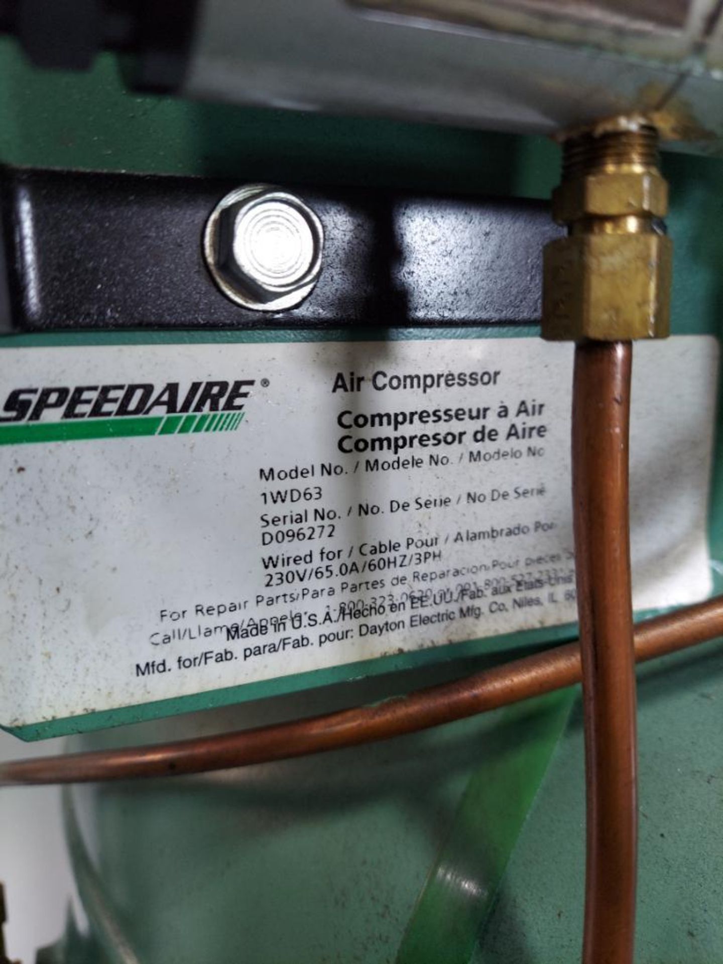 Speedaire 7.5hp Model 1WD63 Air Compressor - Image 2 of 7