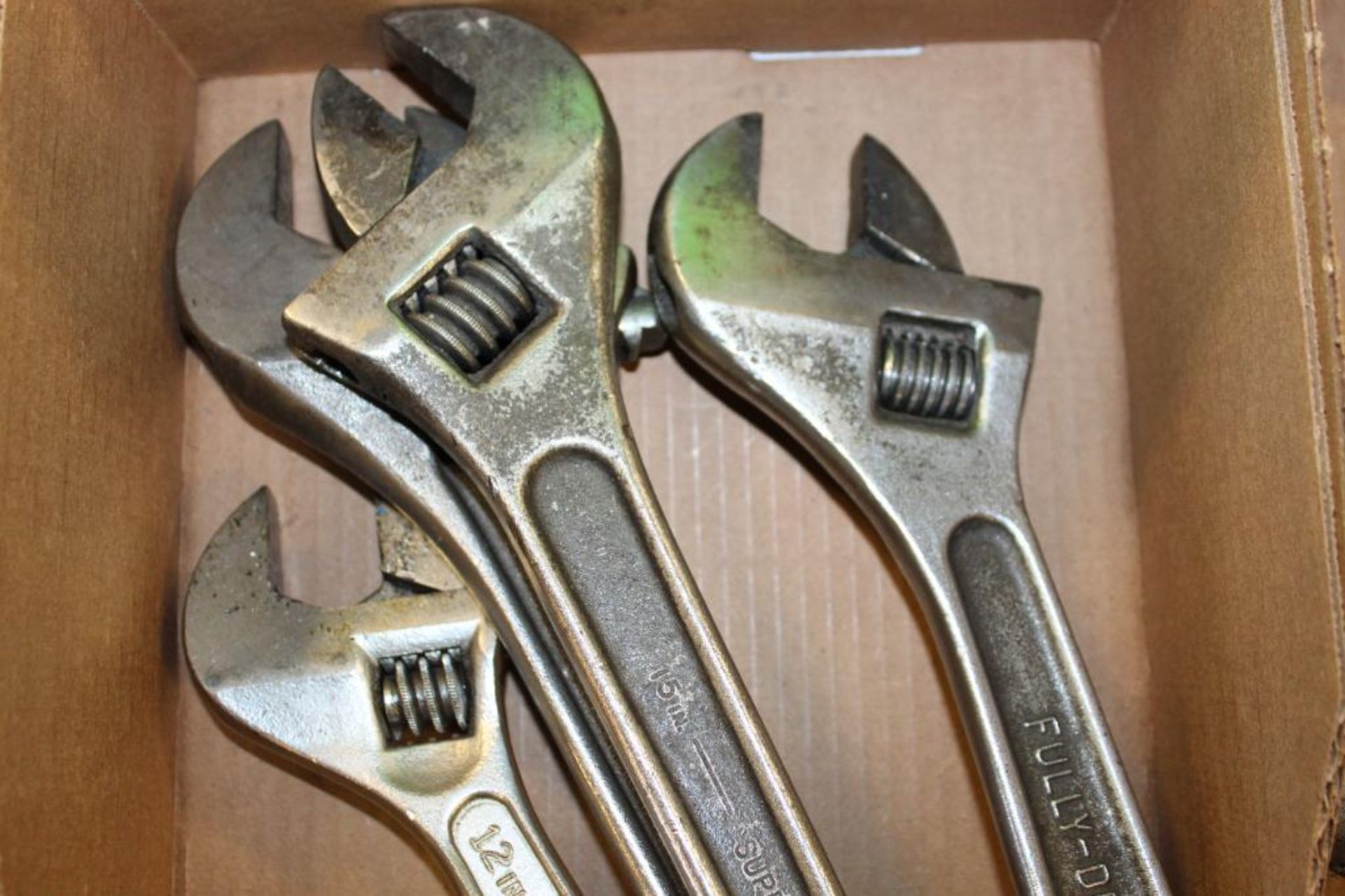Lot of 4 Adjustable Wrenches - Sizes 12", 15", 18" - Image 2 of 2