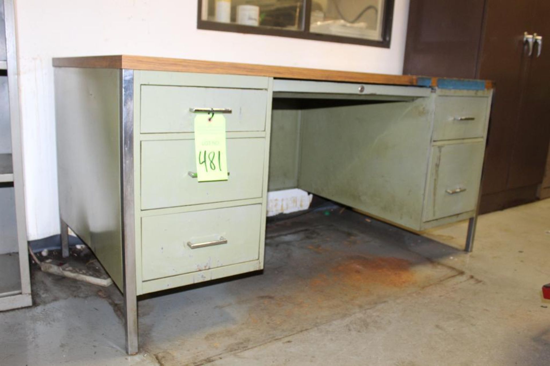 Metal Desk with Wood Top