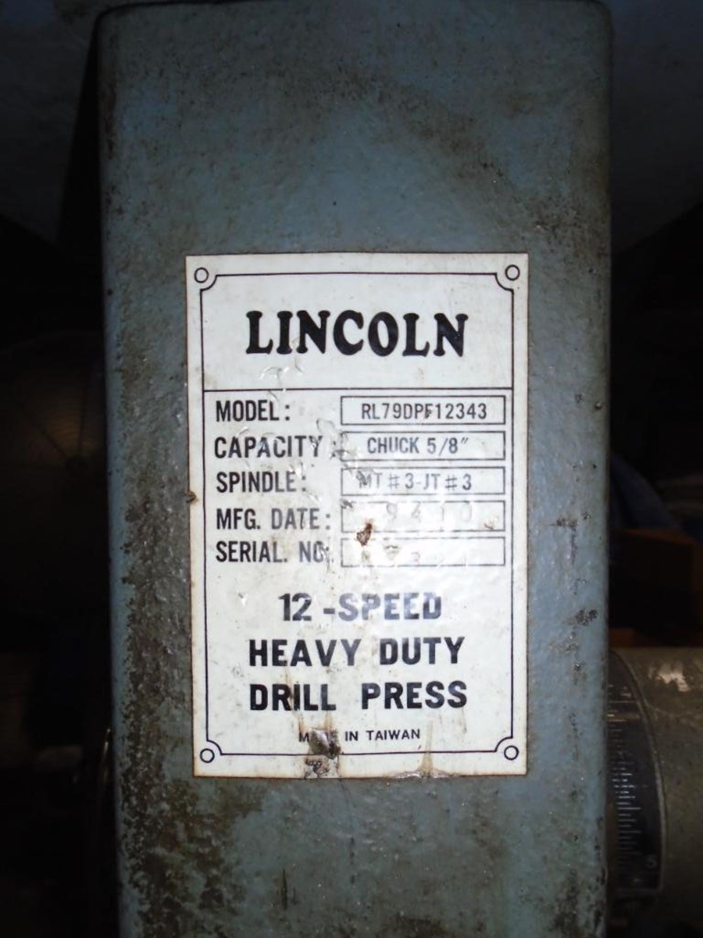 Lincoln Model RL79DPF 12-Speed Heavy-Duty Drill Press - Image 4 of 4