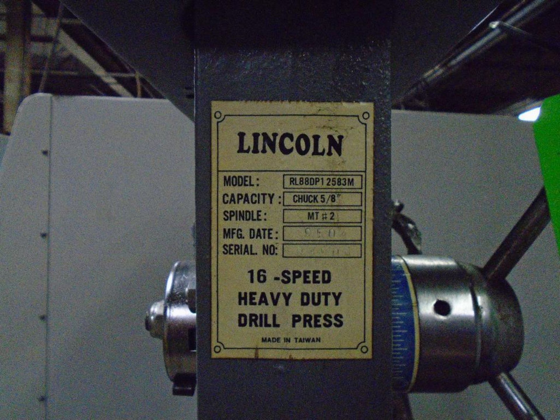 Lincoln Model RL88DPI 16-Speed Heavy-Duty Drill Press - Image 4 of 4