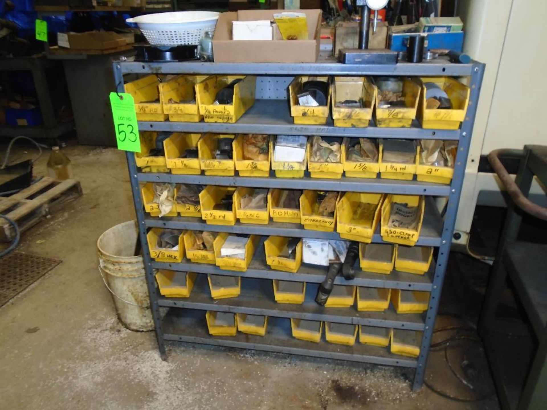 Shelving with Yellow Organizers - Contents Included