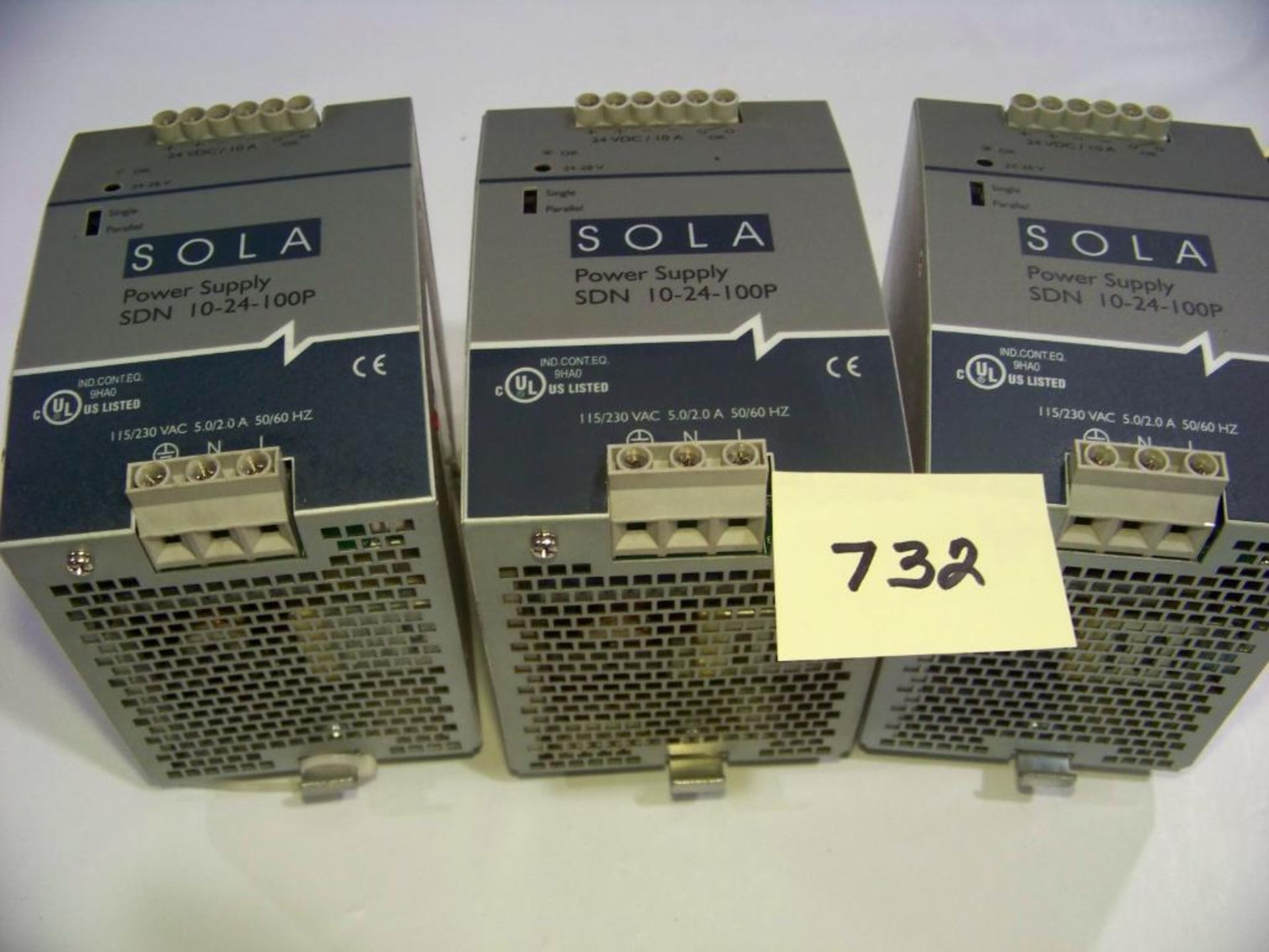 Lot Of (3) Sola SDN-10-24-100P Power Supplies