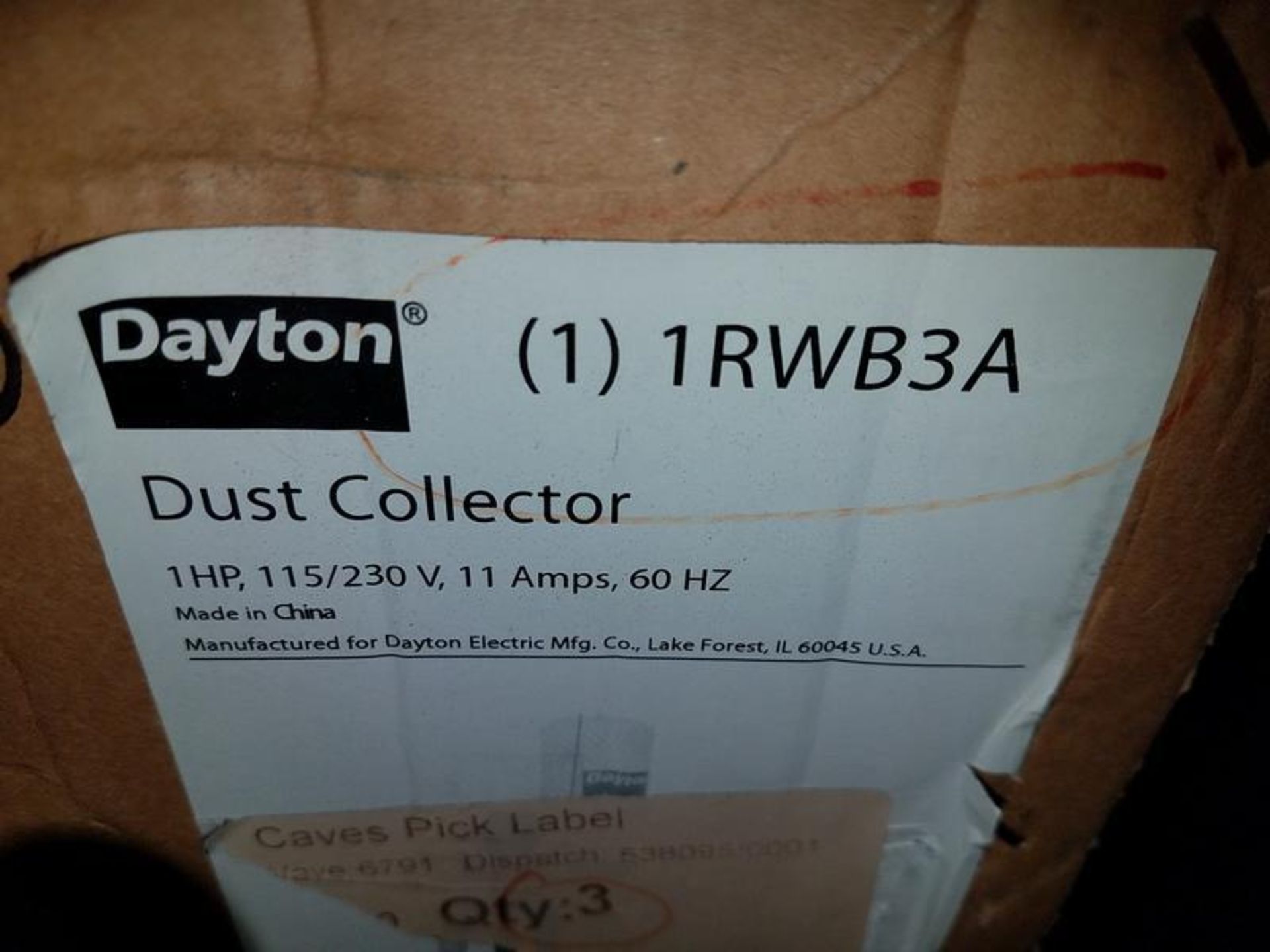 Dayton Model 1RWB3A Dust Collector, Unopened Box - Image 2 of 3